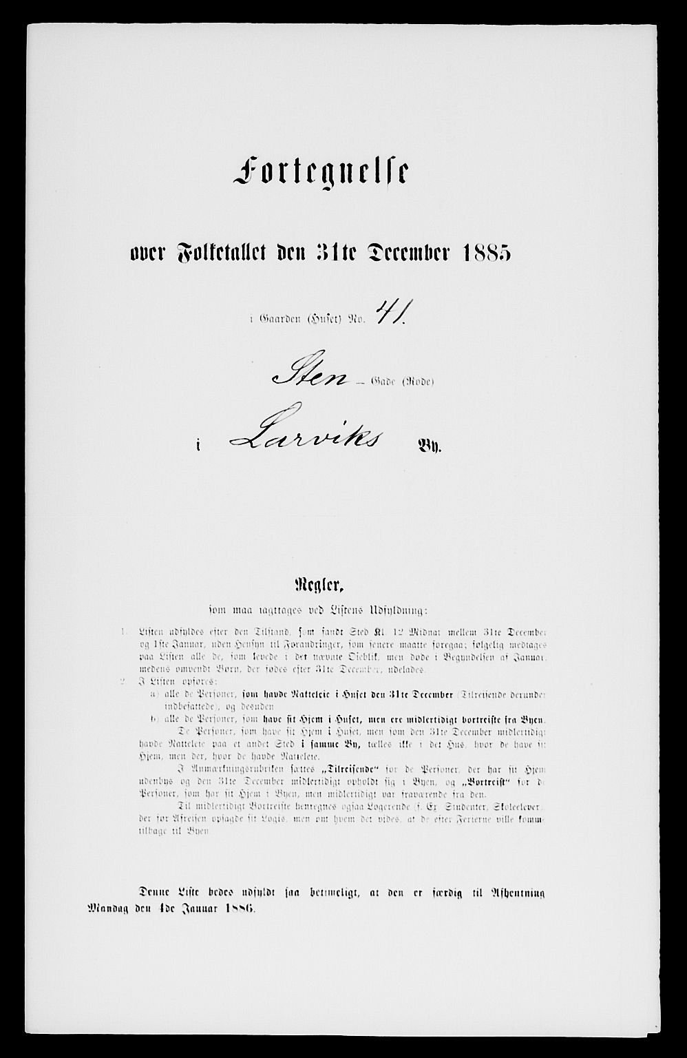 SAKO, Folketelling 1885 for 0707 Larvik kjøpstad, 1885, s. 94