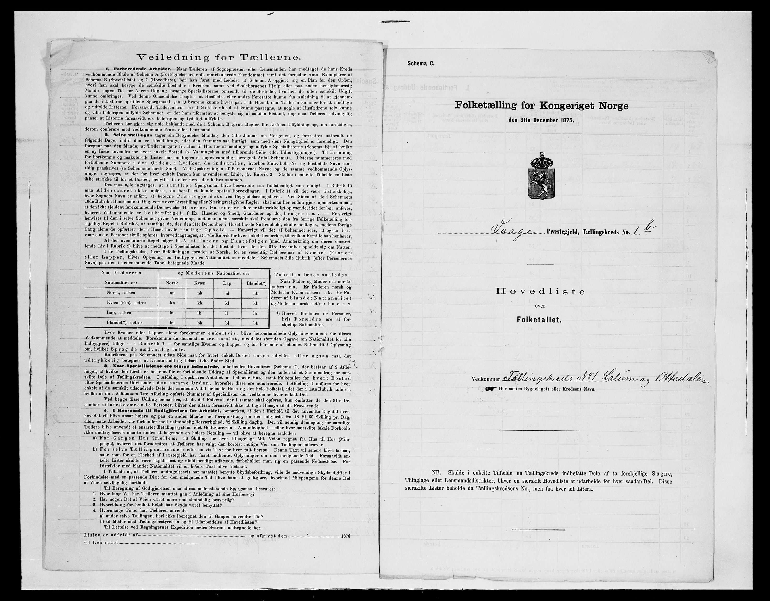 SAH, Folketelling 1875 for 0515P Vågå prestegjeld, 1875, s. 30