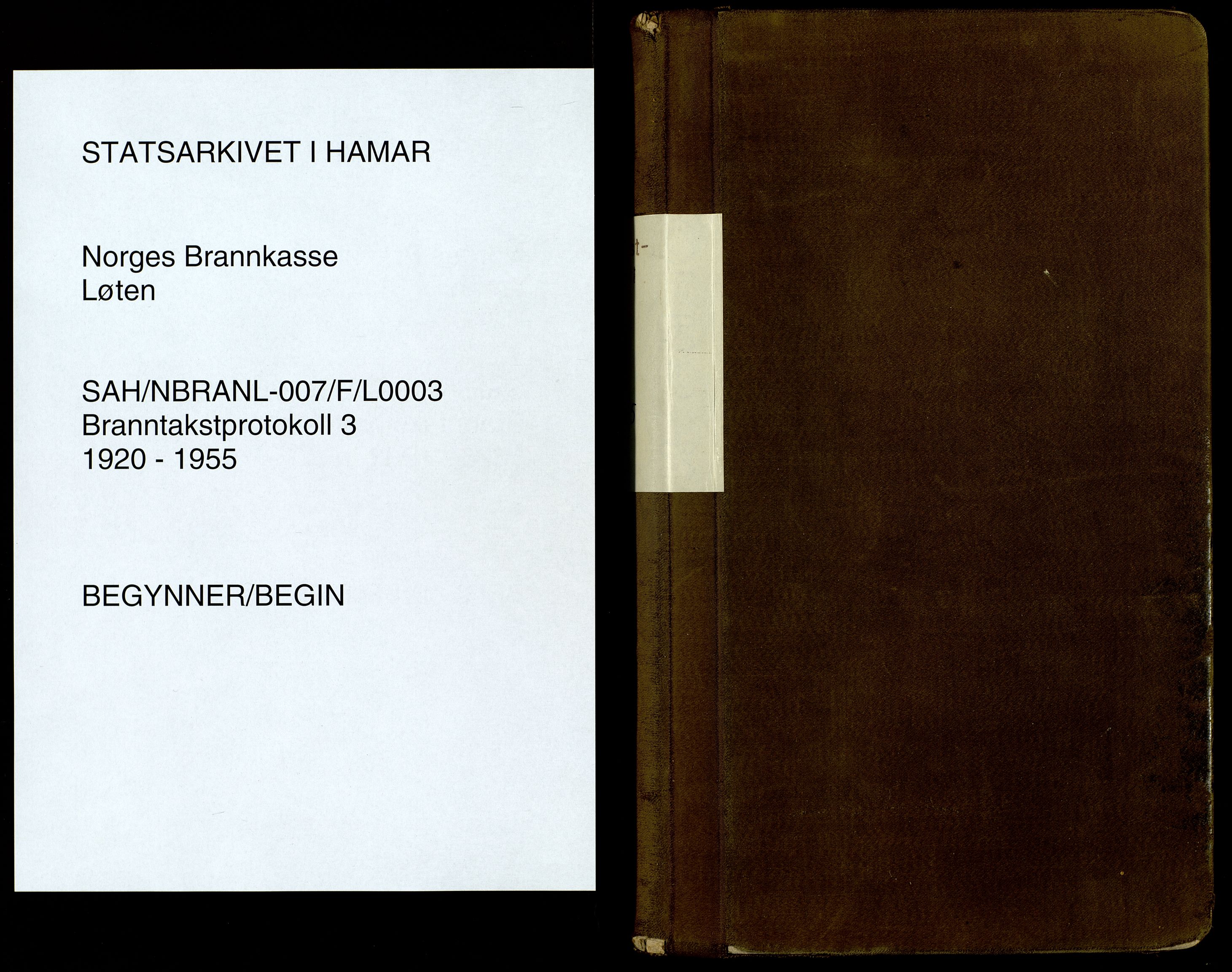 Norges Brannkasse, Løten, SAH/NBRANL-007/F/L0003: Branntakstprotokoll, 1920-1955