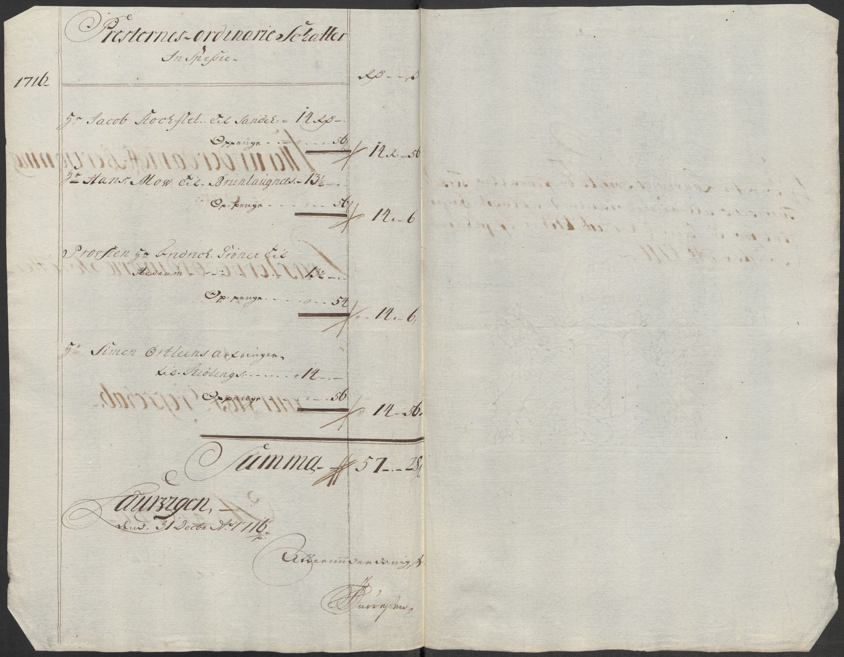 Rentekammeret inntil 1814, Reviderte regnskaper, Fogderegnskap, RA/EA-4092/R33/L1987: Fogderegnskap Larvik grevskap, 1716-1717, s. 148
