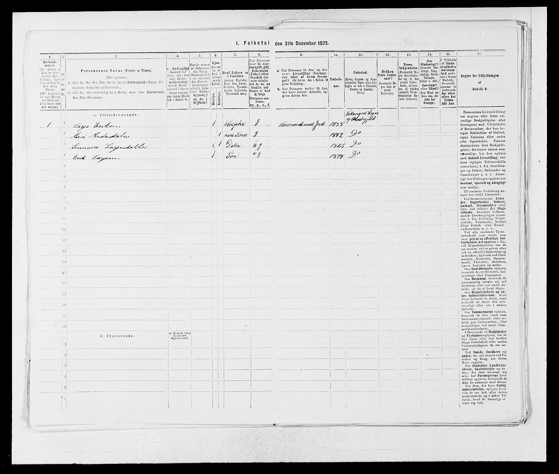 SAB, Folketelling 1875 for 1419P Leikanger prestegjeld, 1875, s. 312