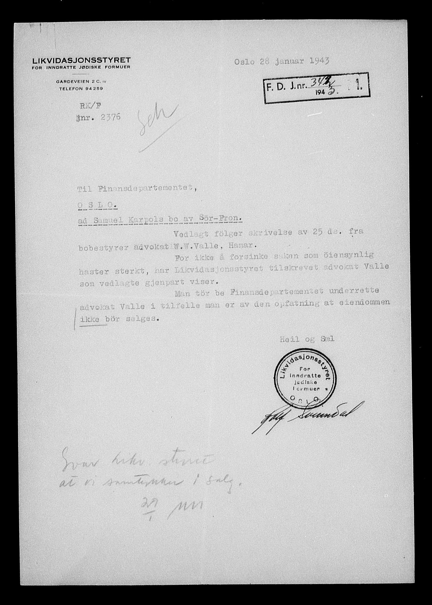 Justisdepartementet, Tilbakeføringskontoret for inndratte formuer, AV/RA-S-1564/H/Hc/Hcc/L0949: --, 1945-1947, s. 694