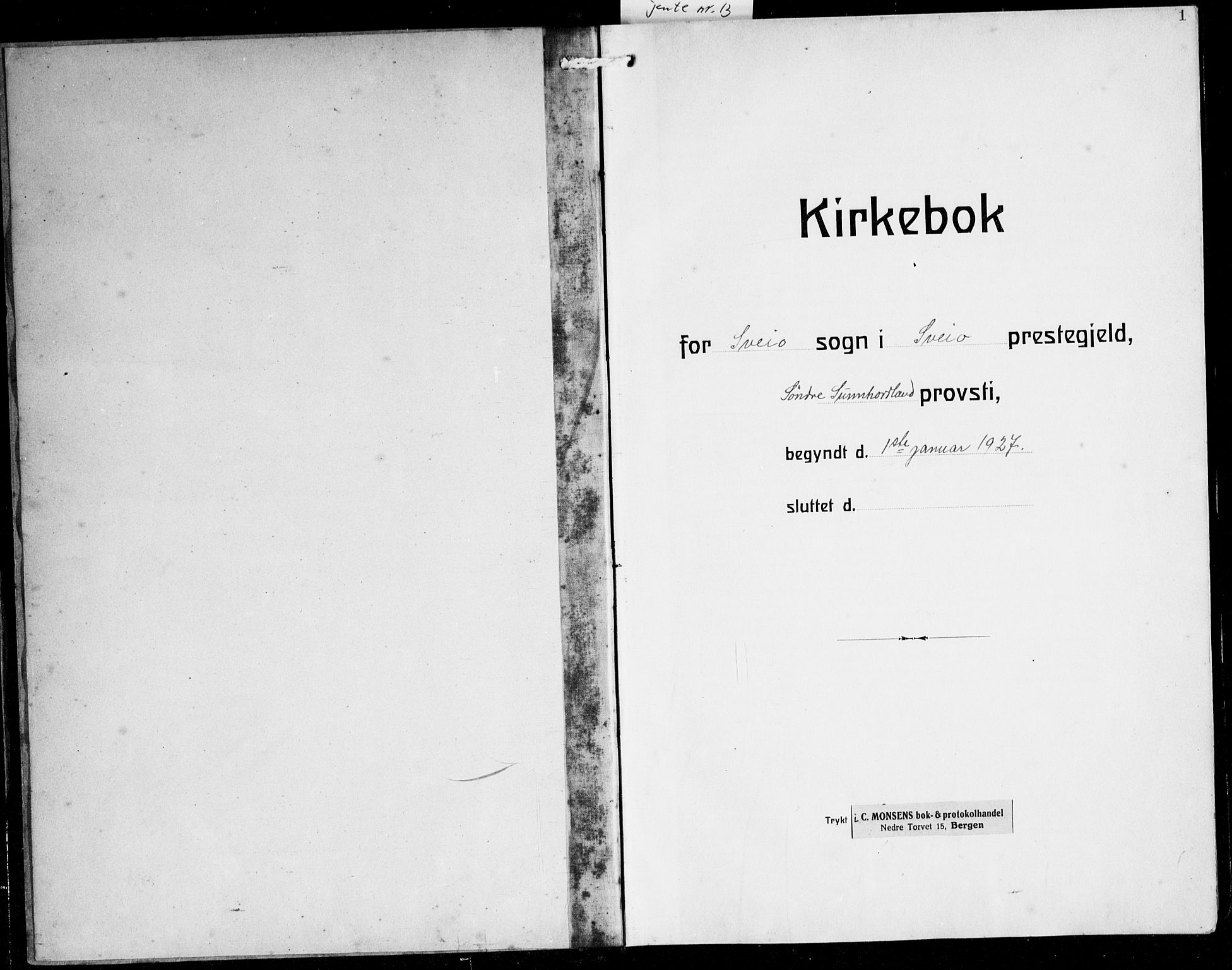 Sveio Sokneprestembete, SAB/A-78501/H/Hab: Klokkerbok nr. A 6, 1927-1945, s. 1