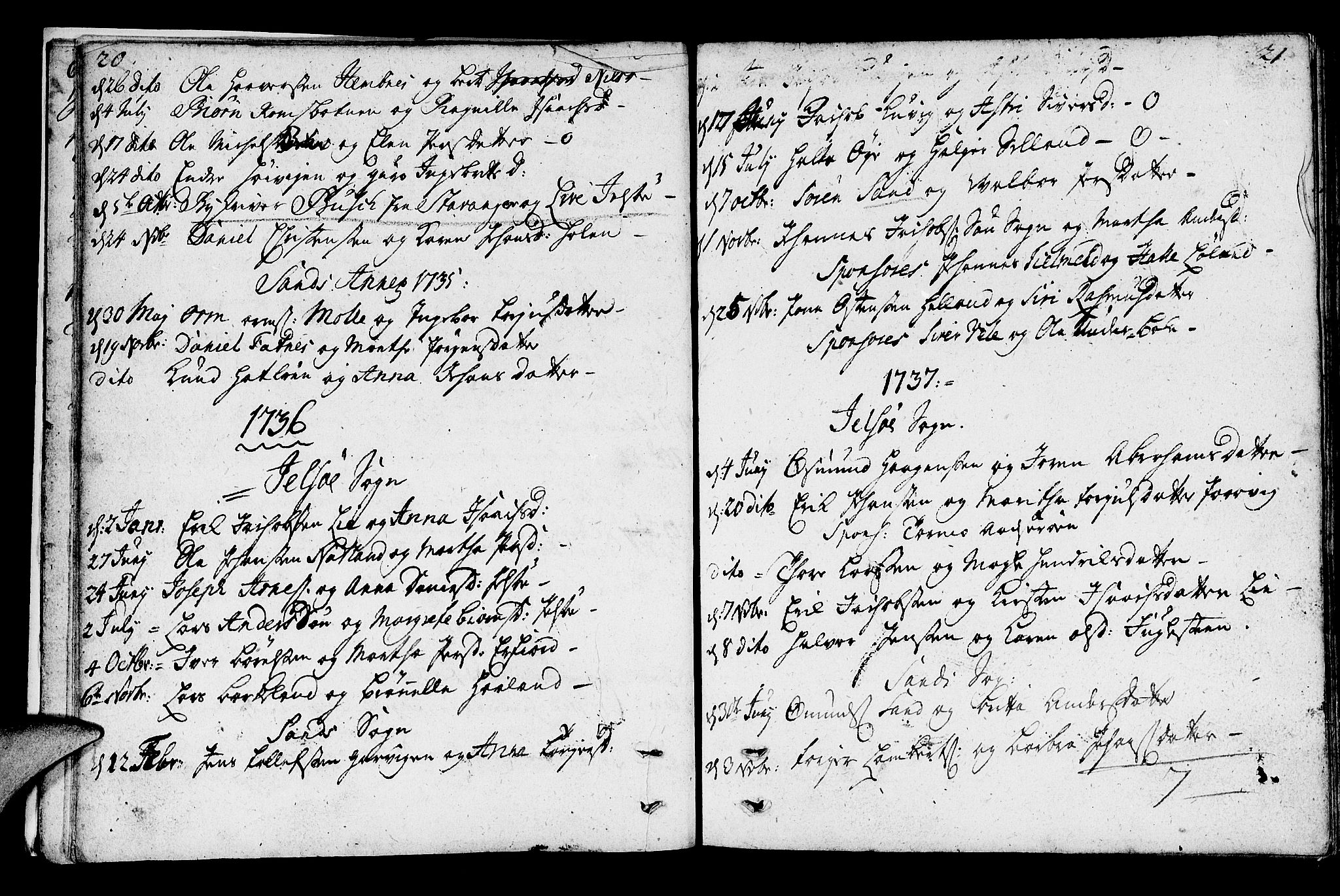 Jelsa sokneprestkontor, AV/SAST-A-101842/01/IV: Ministerialbok nr. A 1, 1695-1737, s. 20-21