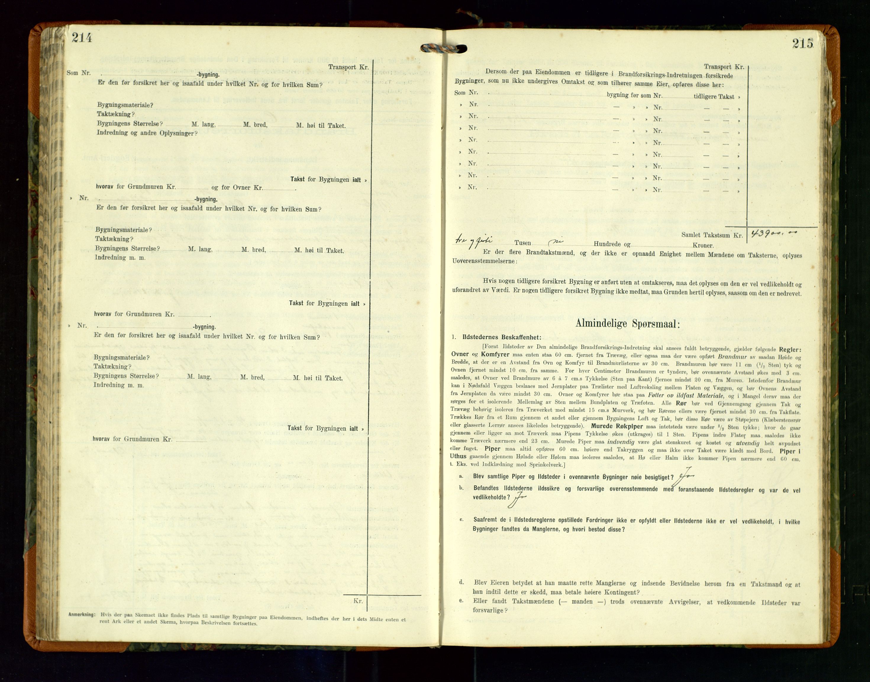 Hå lensmannskontor, SAST/A-100456/Goa/L0004: Takstprotokoll (skjema), 1911-1926, s. 214-215