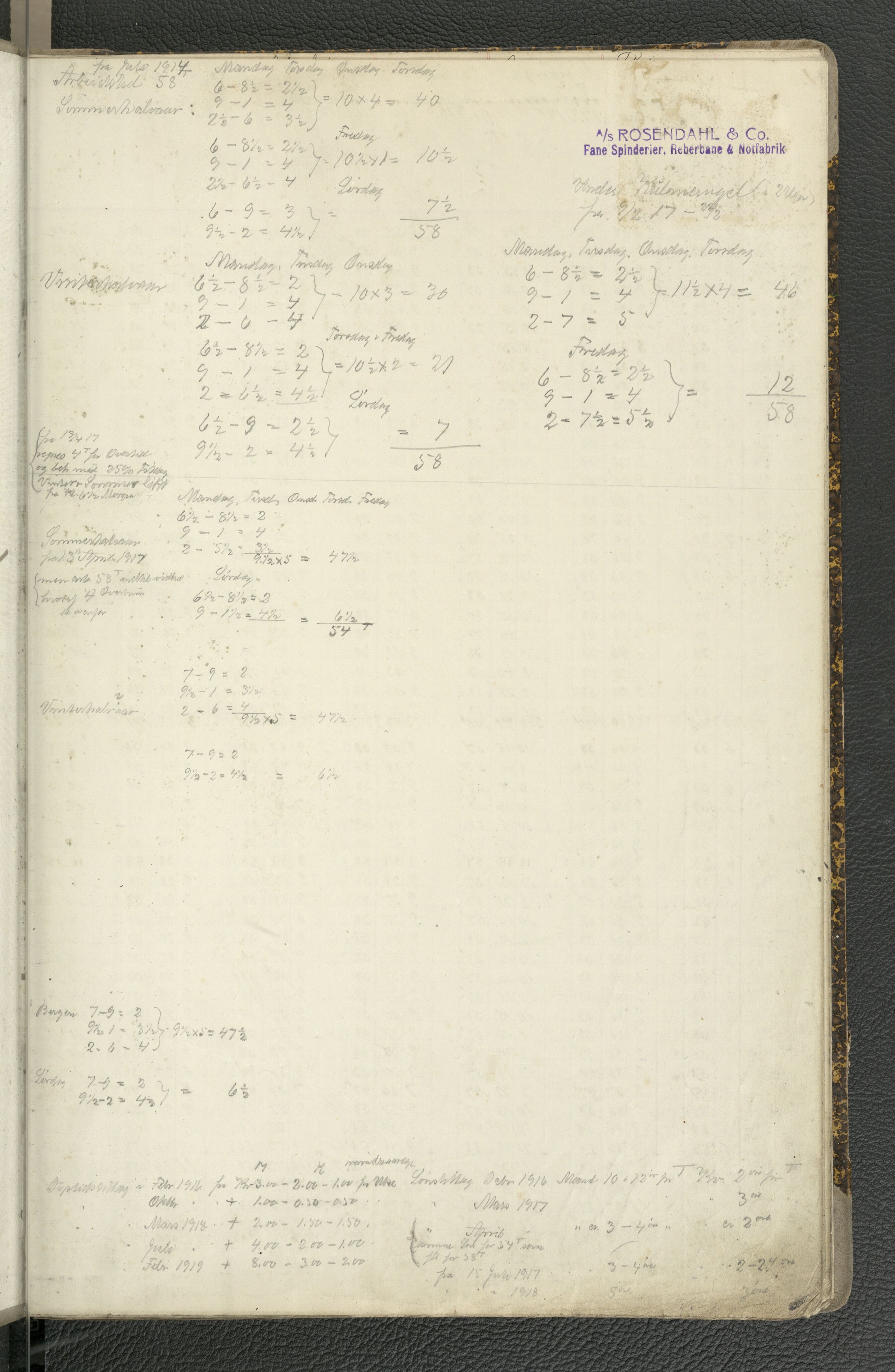 Rosendahl & Co, A/S, reperbane og notfabrikk, BBA/A-0680/J/Jb/L0007: Lønningsbok, 1916-1917