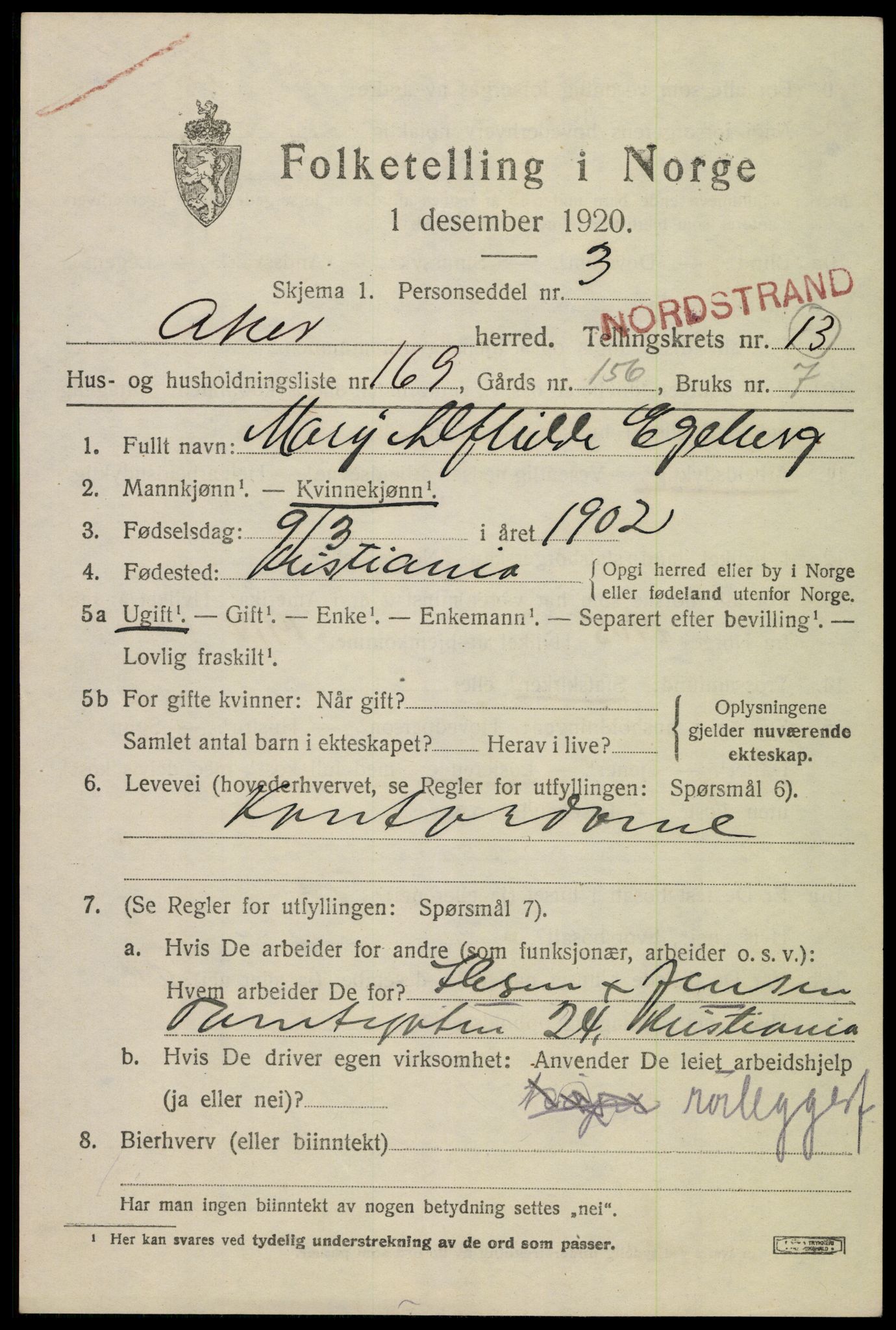 SAO, Folketelling 1920 for 0218 Aker herred, 1920, s. 81616