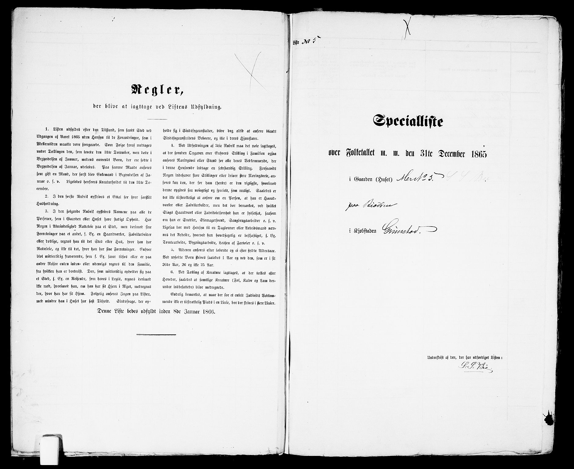 RA, Folketelling 1865 for 0904B Fjære prestegjeld, Grimstad kjøpstad, 1865, s. 16