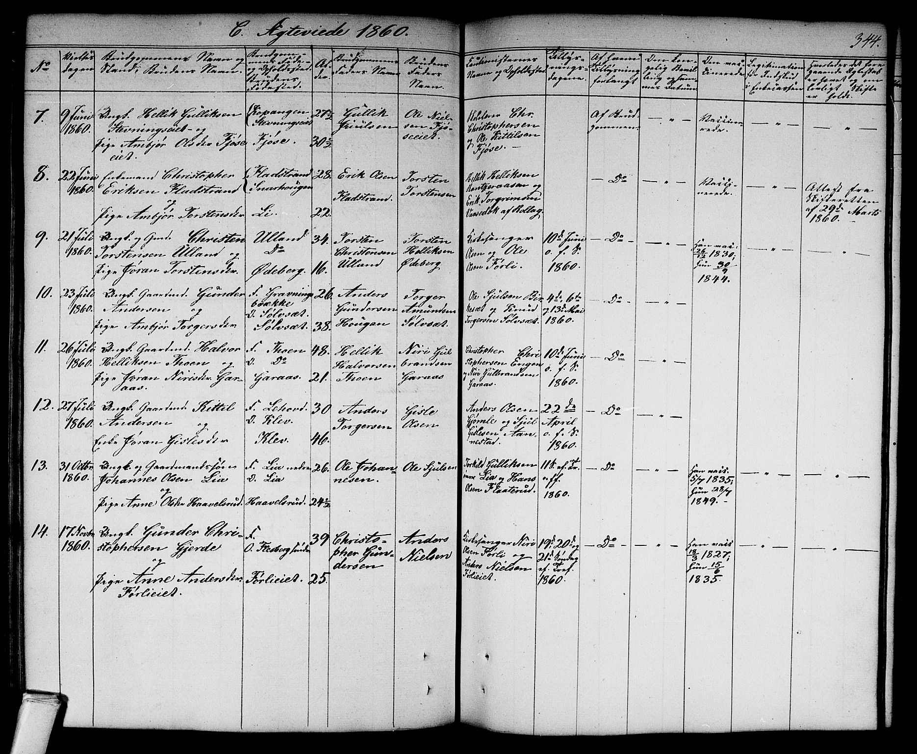 Flesberg kirkebøker, AV/SAKO-A-18/G/Ga/L0002: Klokkerbok nr. I 2, 1834-1860, s. 344
