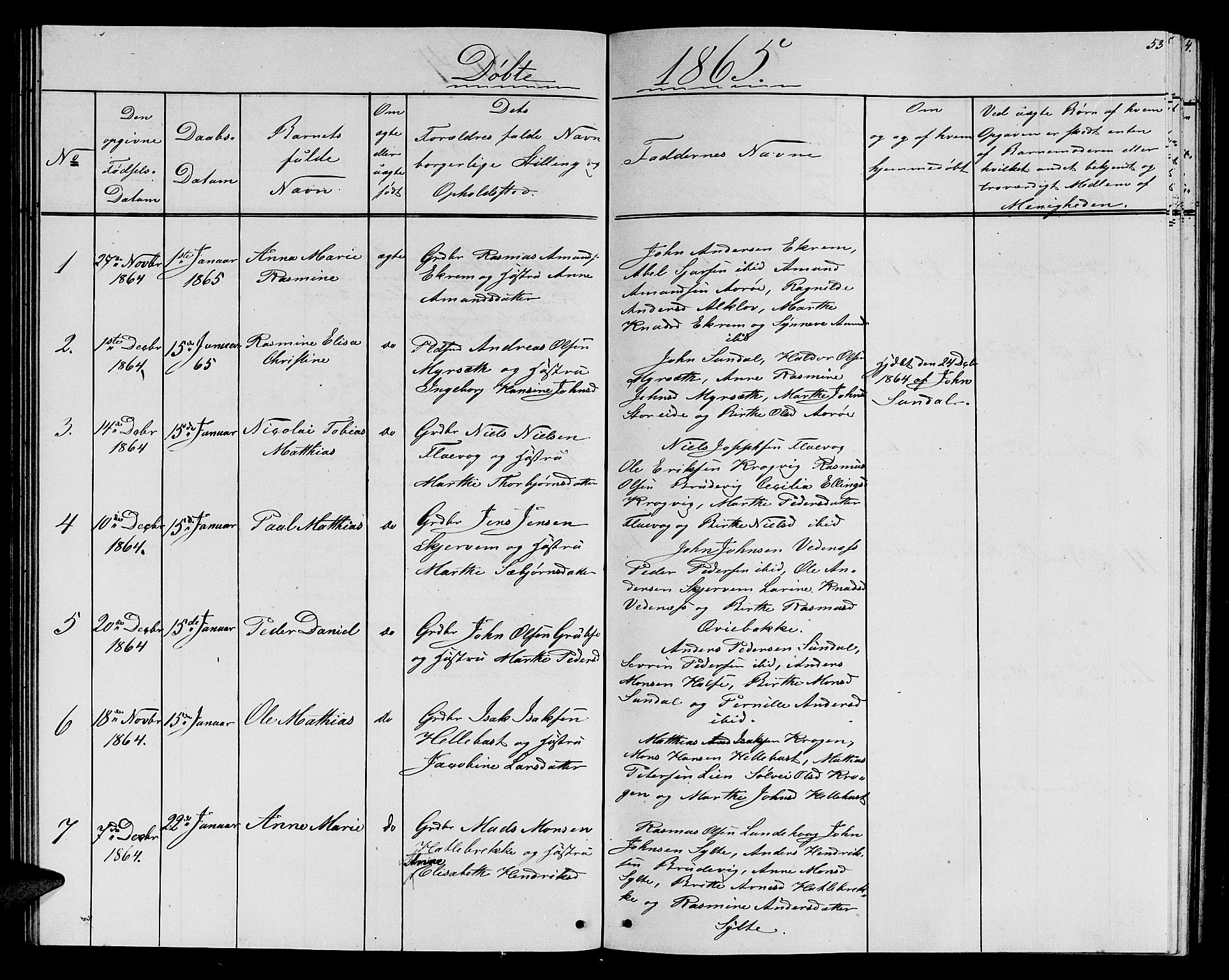 Ministerialprotokoller, klokkerbøker og fødselsregistre - Møre og Romsdal, AV/SAT-A-1454/501/L0015: Klokkerbok nr. 501C01, 1854-1867, s. 53