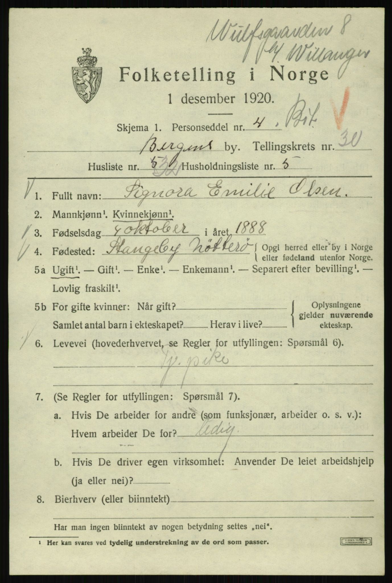 SAB, Folketelling 1920 for 1301 Bergen kjøpstad, 1920, s. 95980