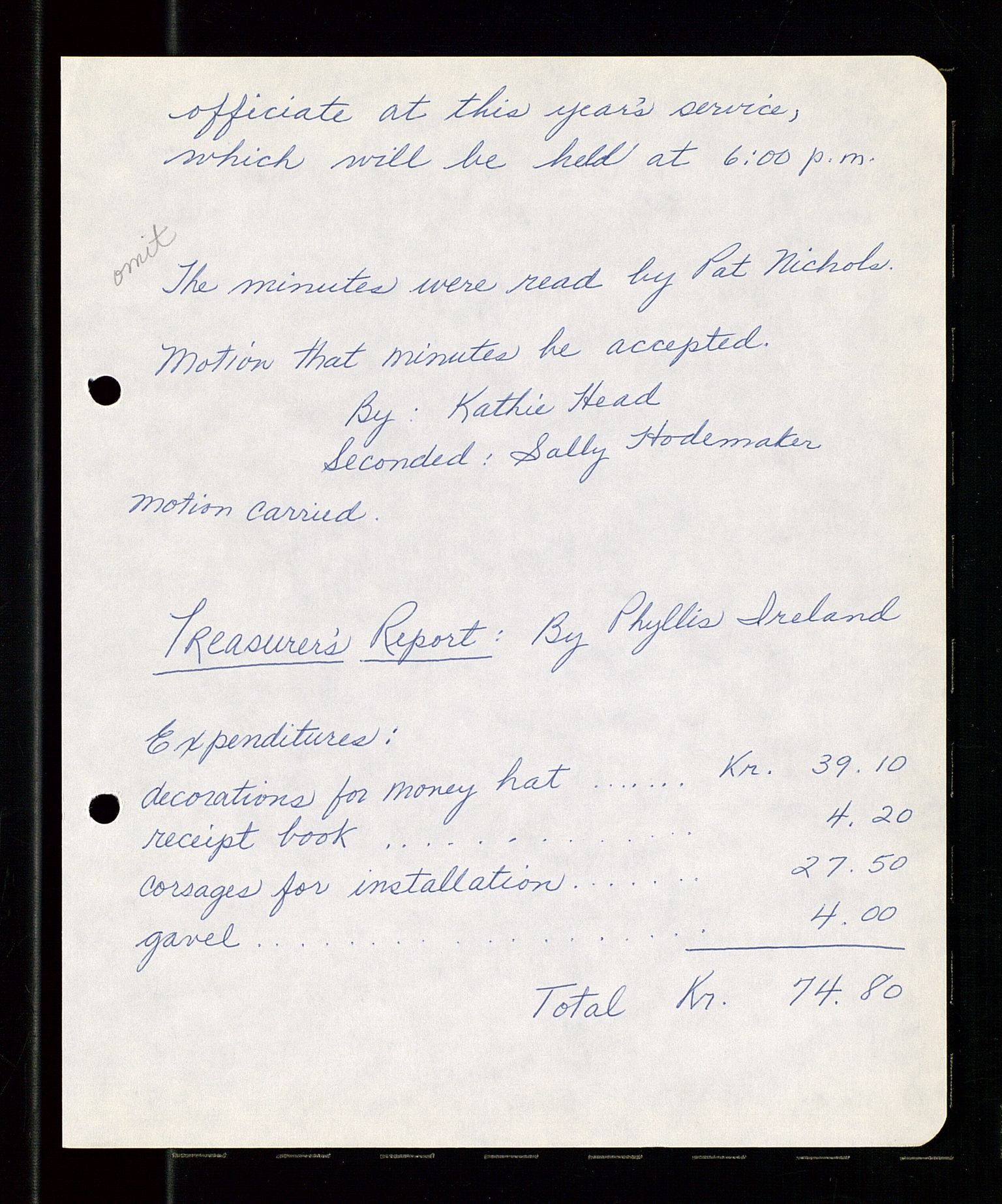 PA 1547 - Petroleum Wives Club, AV/SAST-A-101974/A/Aa/L0001: Board and General Meeting, 1970-1983