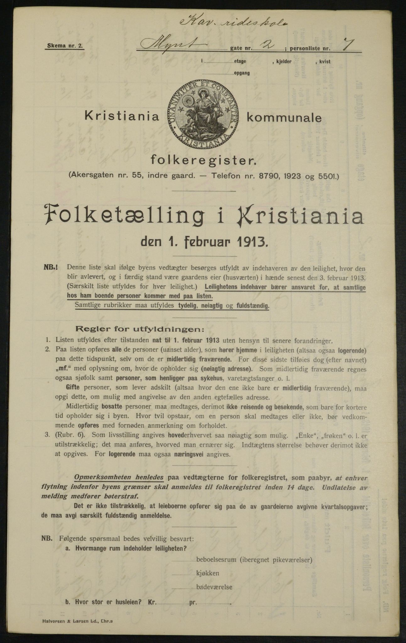 OBA, Kommunal folketelling 1.2.1913 for Kristiania, 1913, s. 68292