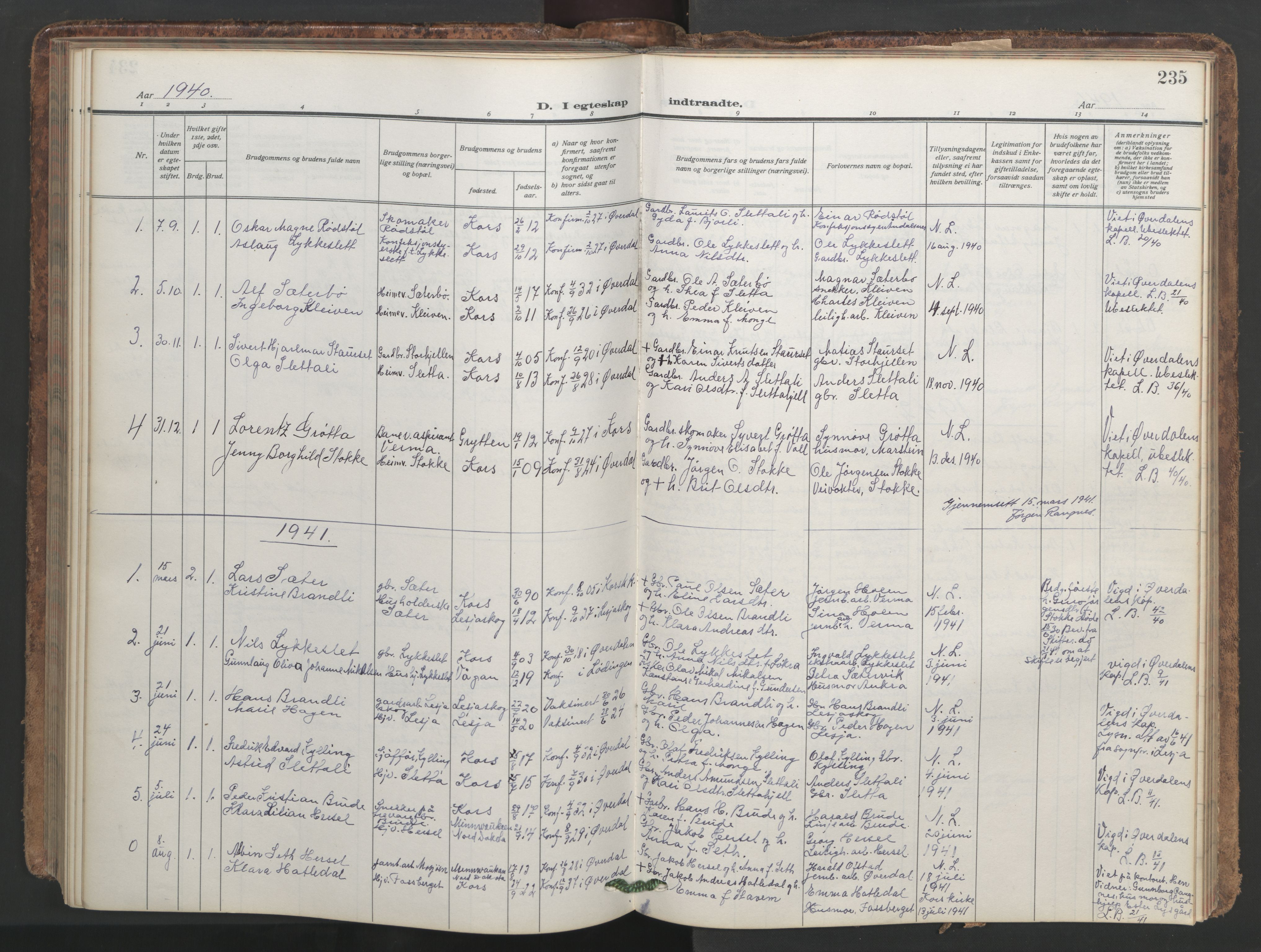 Ministerialprotokoller, klokkerbøker og fødselsregistre - Møre og Romsdal, AV/SAT-A-1454/546/L0597: Klokkerbok nr. 546C03, 1921-1959, s. 235