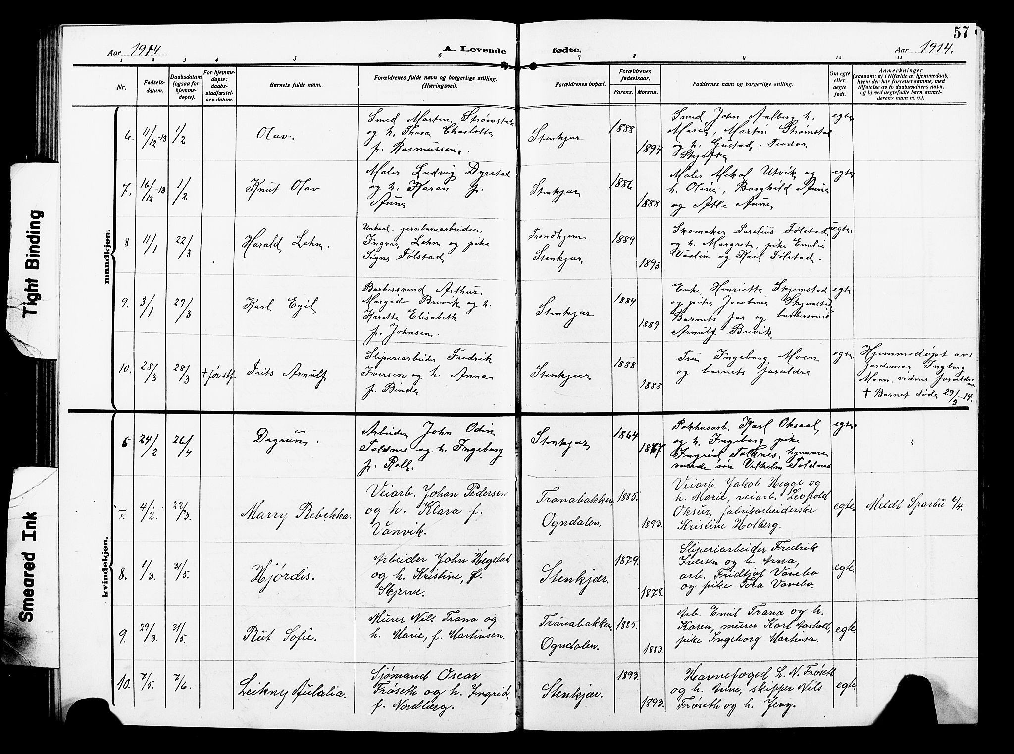 Ministerialprotokoller, klokkerbøker og fødselsregistre - Nord-Trøndelag, AV/SAT-A-1458/739/L0376: Klokkerbok nr. 739C04, 1908-1917, s. 57