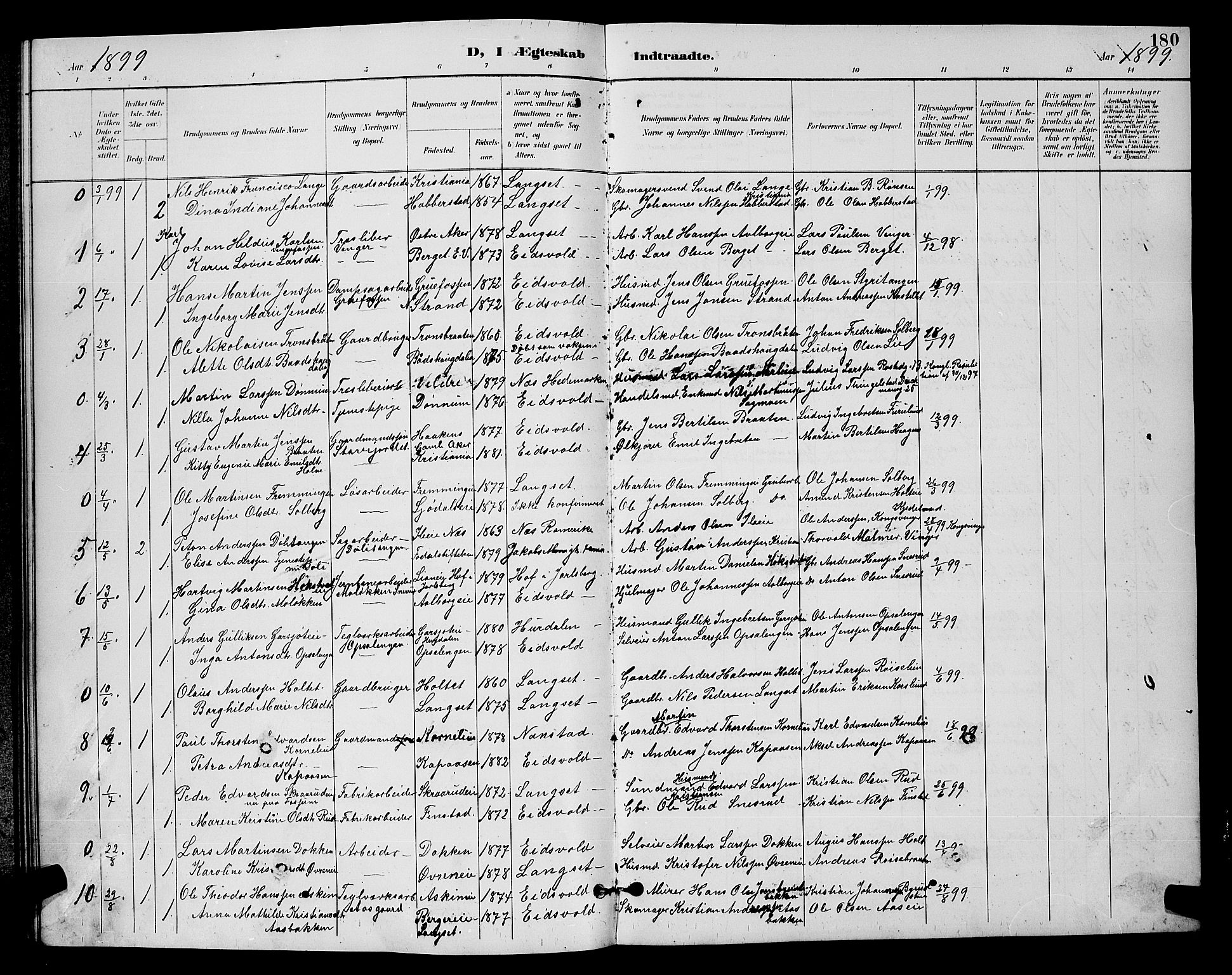 Eidsvoll prestekontor Kirkebøker, AV/SAO-A-10888/G/Ga/L0006: Klokkerbok nr. I 6, 1895-1901, s. 180