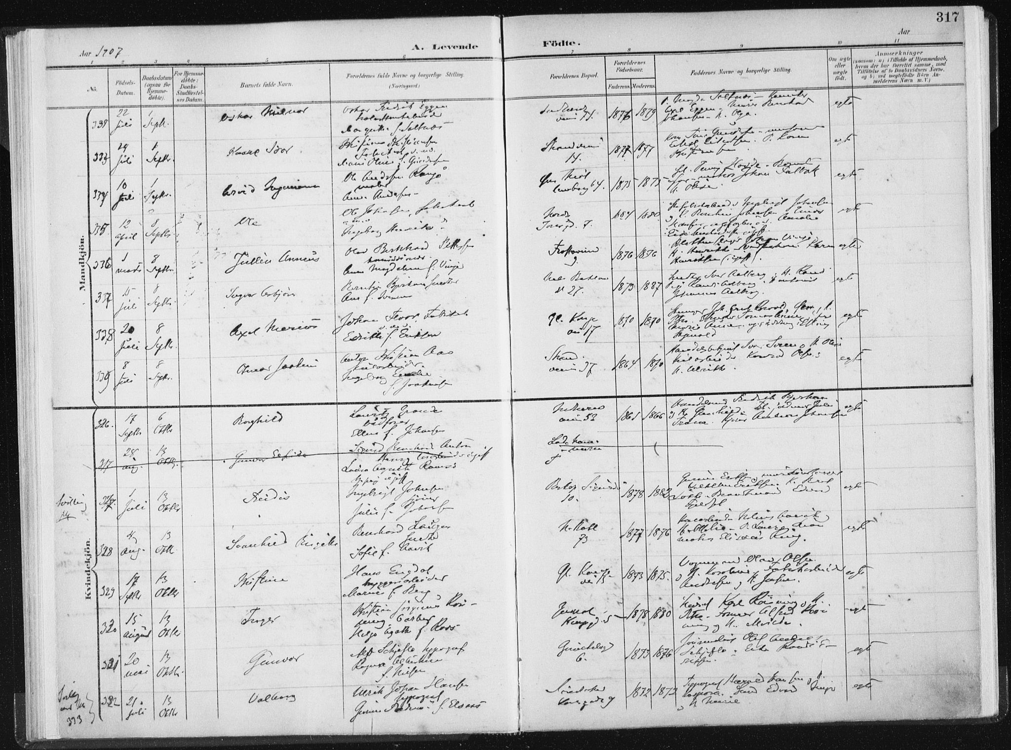 Ministerialprotokoller, klokkerbøker og fødselsregistre - Sør-Trøndelag, AV/SAT-A-1456/604/L0200: Ministerialbok nr. 604A20II, 1901-1908, s. 317