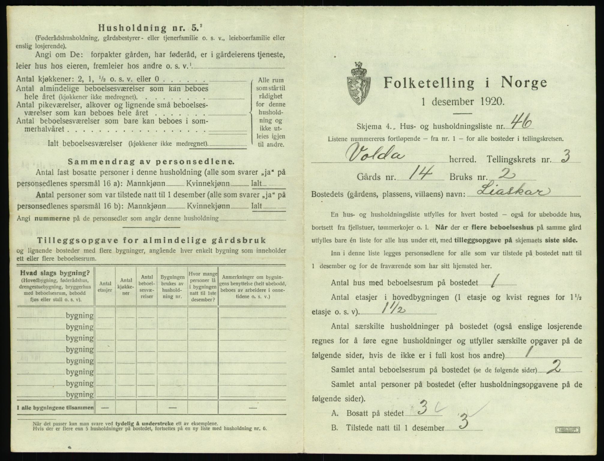 SAT, Folketelling 1920 for 1519 Volda herred, 1920, s. 262