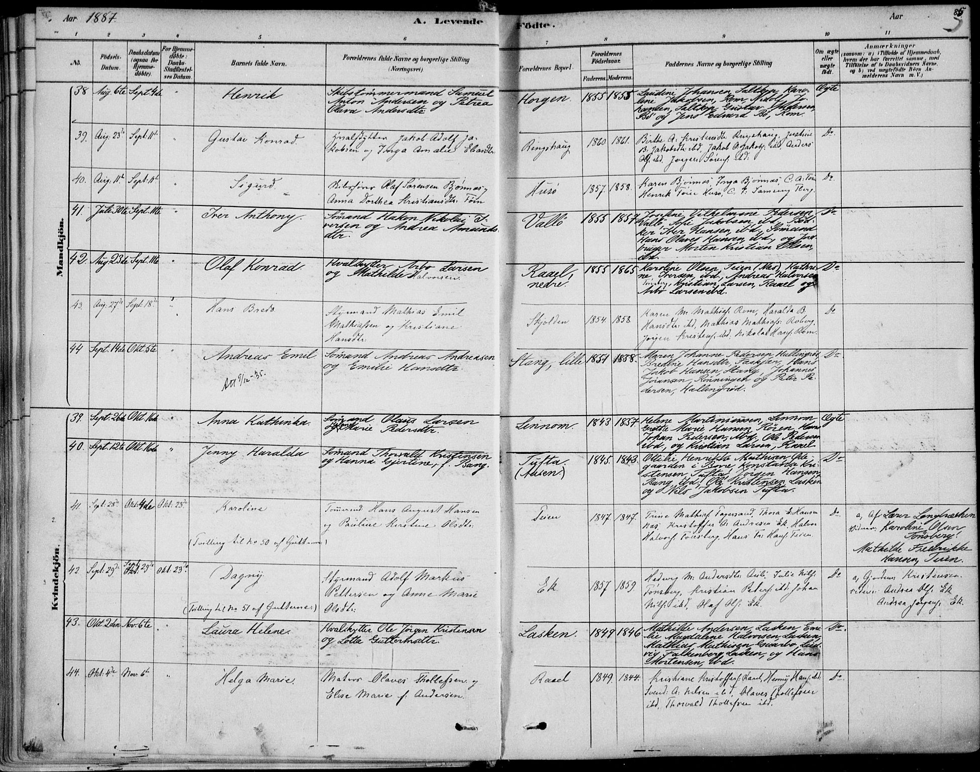 Sem kirkebøker, AV/SAKO-A-5/F/Fb/L0004: Ministerialbok nr. II 4, 1878-1891, s. 85