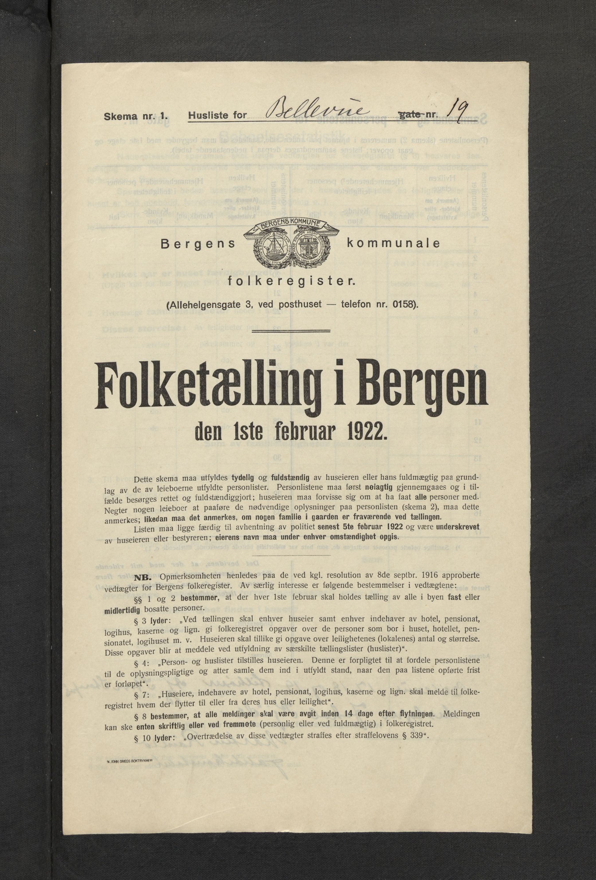 SAB, Kommunal folketelling 1922 for Bergen kjøpstad, 1922, s. 2401