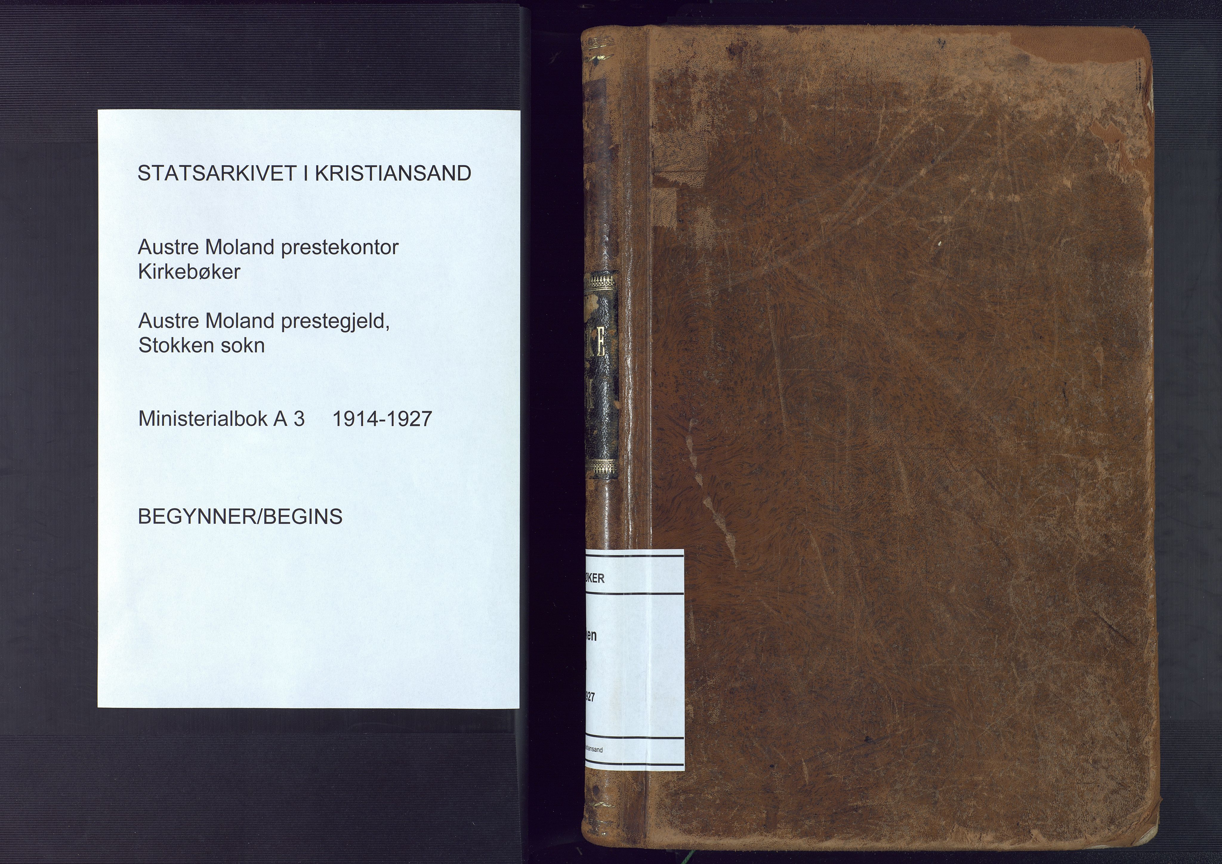Austre Moland sokneprestkontor, SAK/1111-0001/F/Fa/Fab/L0003: Ministerialbok nr. A 3, 1914-1927