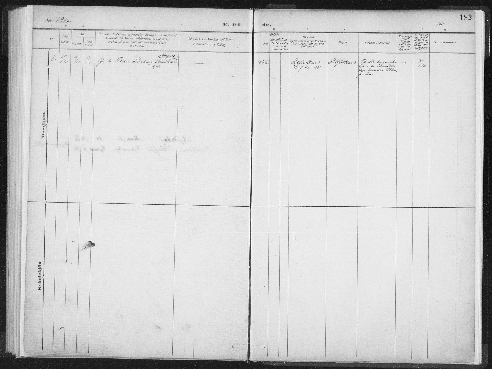 Ministerialprotokoller, klokkerbøker og fødselsregistre - Nordland, AV/SAT-A-1459/890/L1286: Ministerialbok nr. 890A01, 1882-1902, s. 182