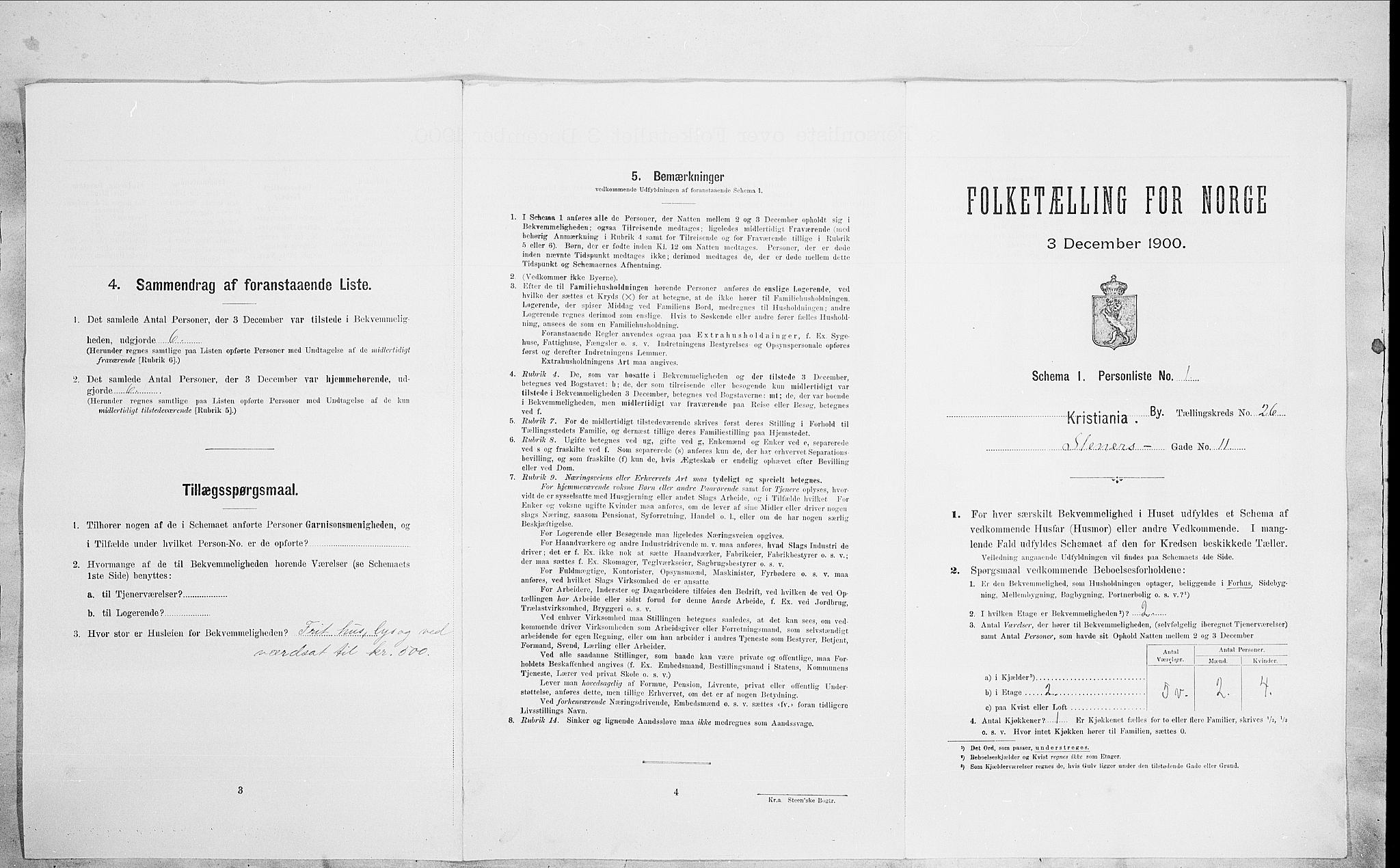 SAO, Folketelling 1900 for 0301 Kristiania kjøpstad, 1900, s. 91048