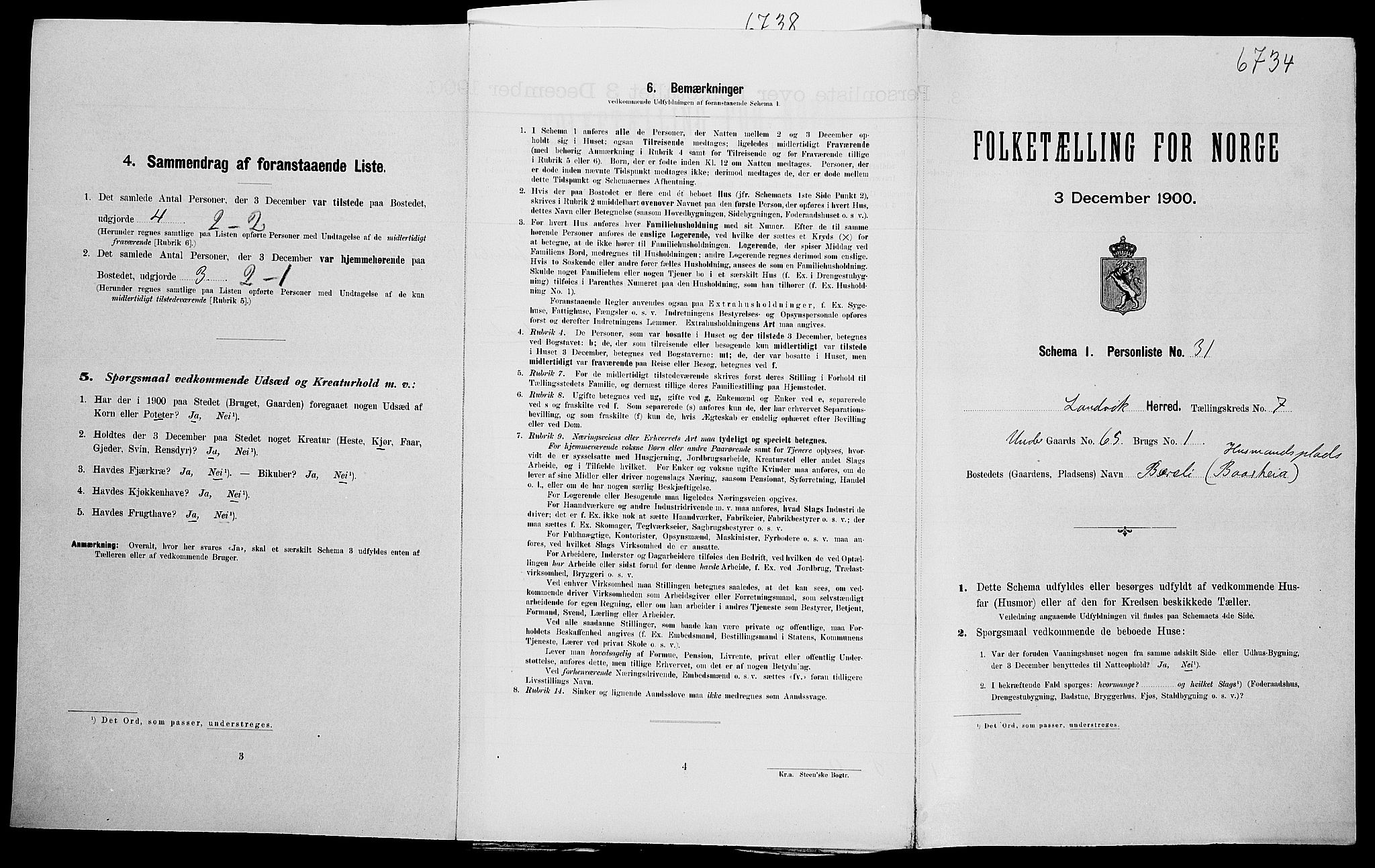 SAK, Folketelling 1900 for 0924 Landvik herred, 1900, s. 921