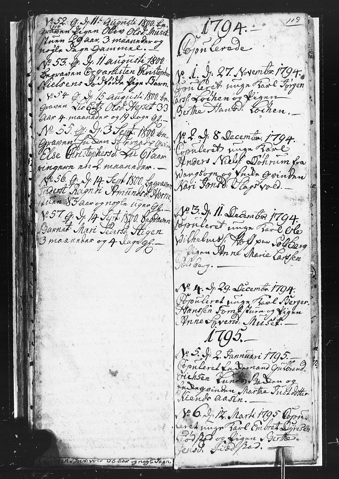 Romedal prestekontor, AV/SAH-PREST-004/L/L0002: Klokkerbok nr. 2, 1795-1800, s. 118-119