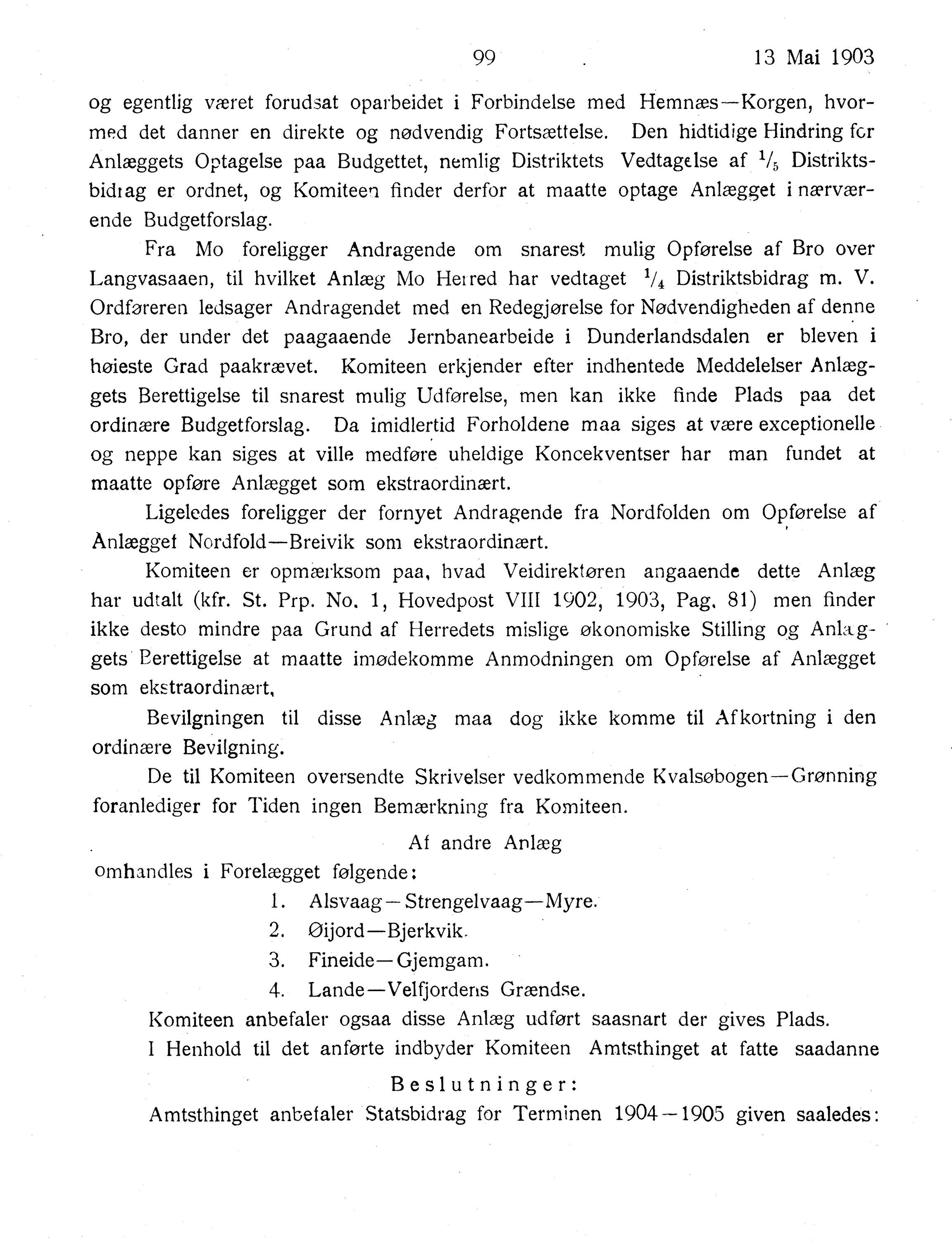 Nordland Fylkeskommune. Fylkestinget, AIN/NFK-17/176/A/Ac/L0026: Fylkestingsforhandlinger 1903, 1903