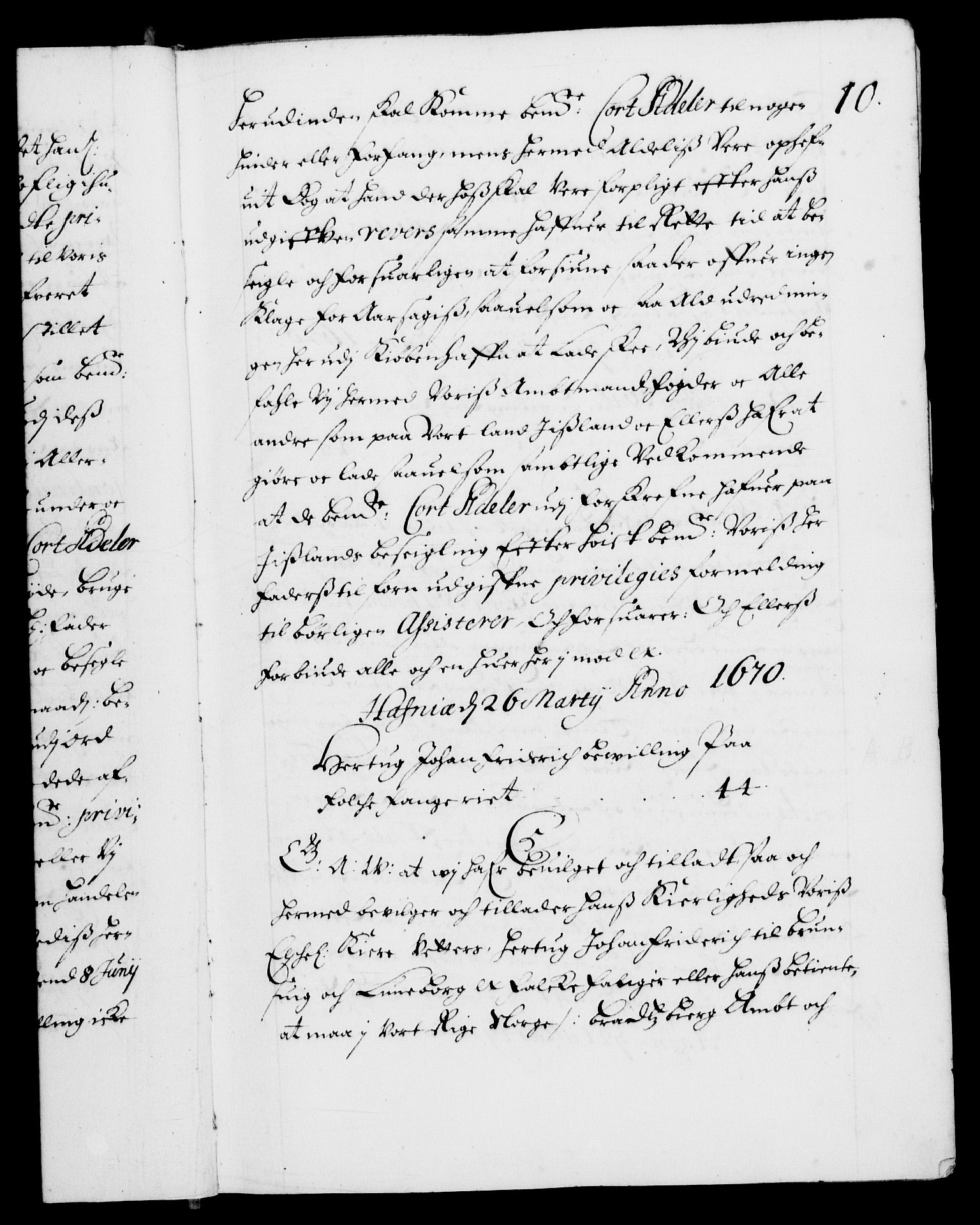 Danske Kanselli 1572-1799, RA/EA-3023/F/Fc/Fca/Fcaa/L0011: Norske registre (mikrofilm), 1670-1673, s. 10a