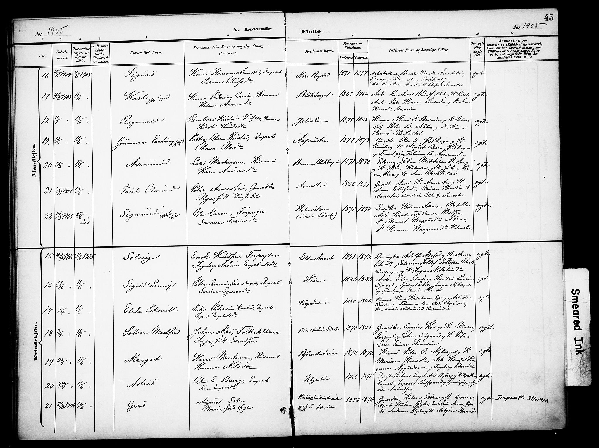 Åmot prestekontor, Hedmark, AV/SAH-PREST-056/H/Ha/Haa/L0013: Ministerialbok nr. 13, 1898-1906, s. 45