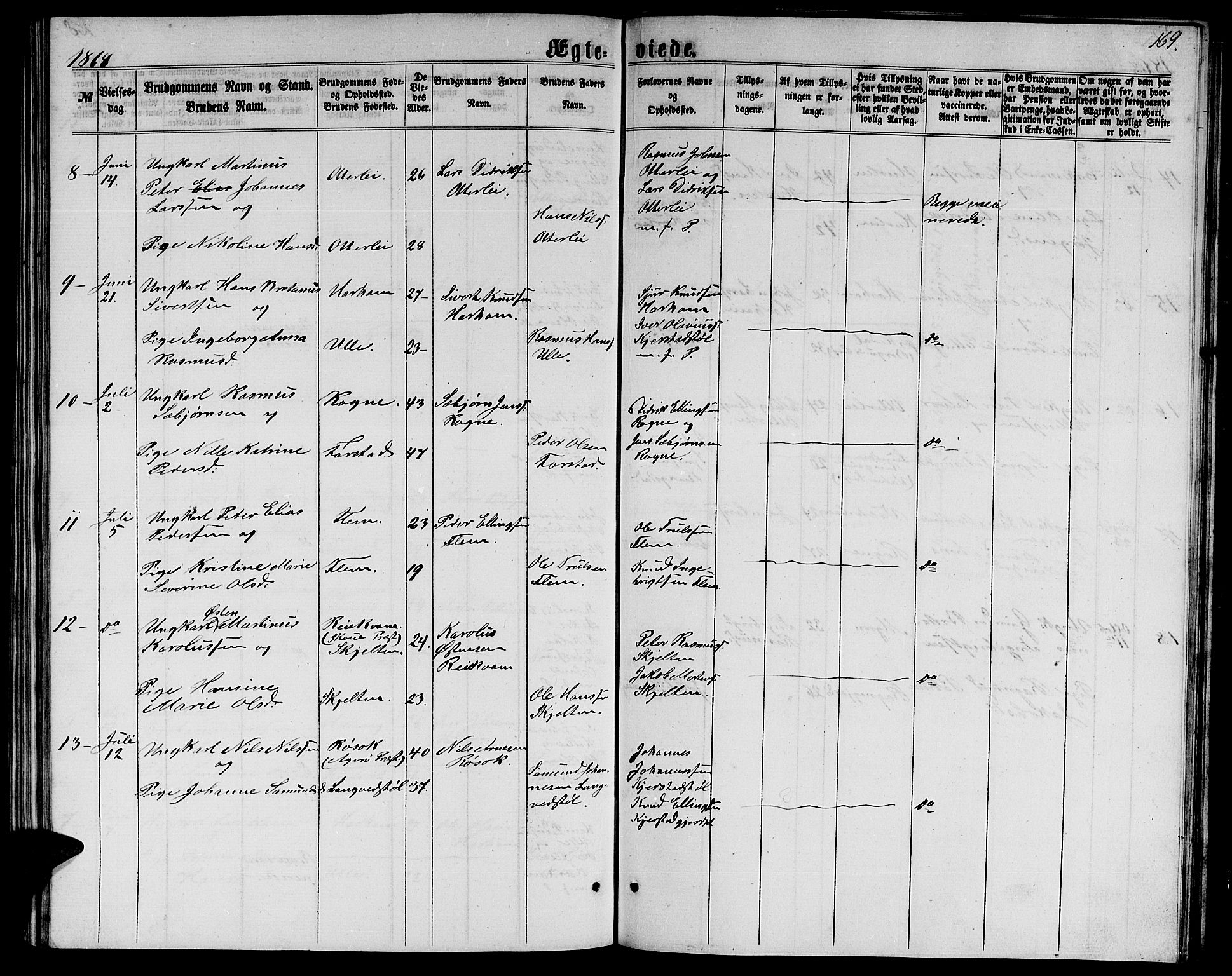 Ministerialprotokoller, klokkerbøker og fødselsregistre - Møre og Romsdal, AV/SAT-A-1454/536/L0508: Klokkerbok nr. 536C03, 1860-1870, s. 169