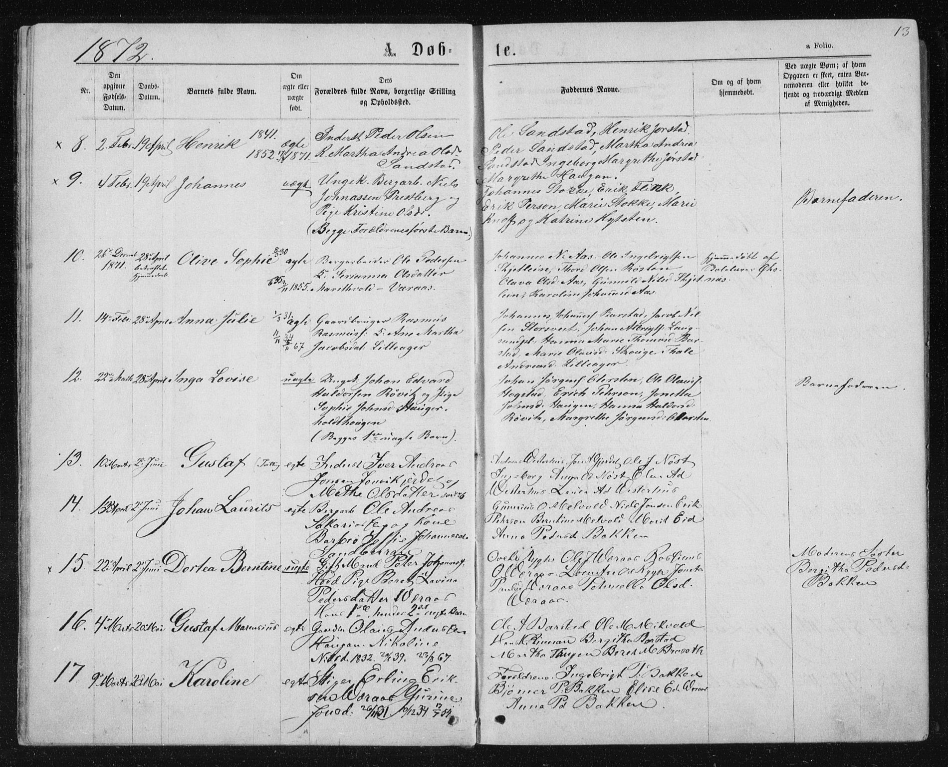 Ministerialprotokoller, klokkerbøker og fødselsregistre - Nord-Trøndelag, AV/SAT-A-1458/722/L0219: Ministerialbok nr. 722A06, 1868-1880, s. 13