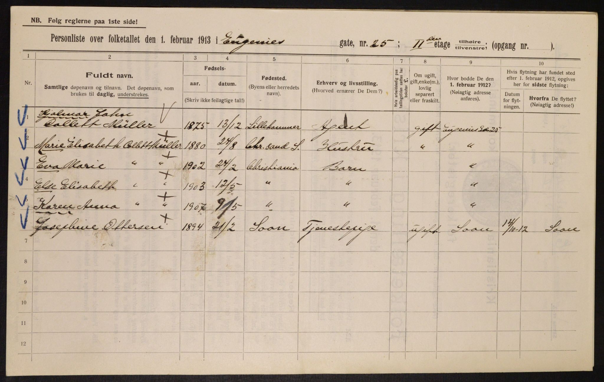 OBA, Kommunal folketelling 1.2.1913 for Kristiania, 1913, s. 22992