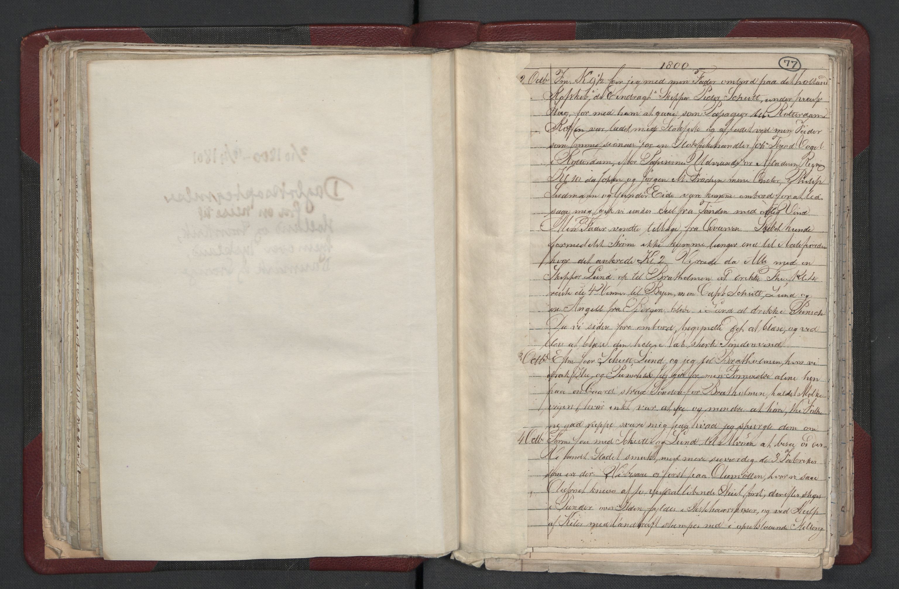 Meltzer, Fredrik, AV/RA-PA-0028/F/L0001: Dagbok for årene 1796-1808, 1811, 1817, 1796-1817, s. 77a