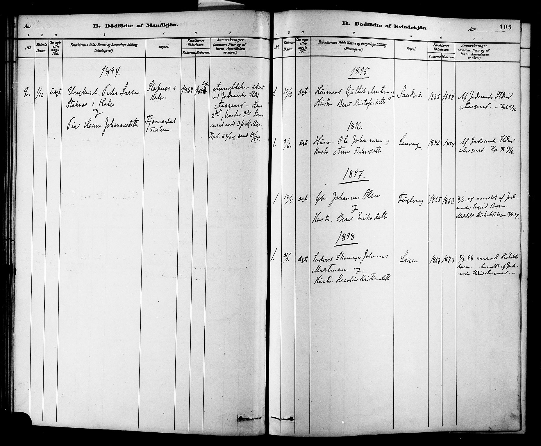 Ministerialprotokoller, klokkerbøker og fødselsregistre - Møre og Romsdal, SAT/A-1454/577/L0896: Ministerialbok nr. 577A03, 1880-1898, s. 105