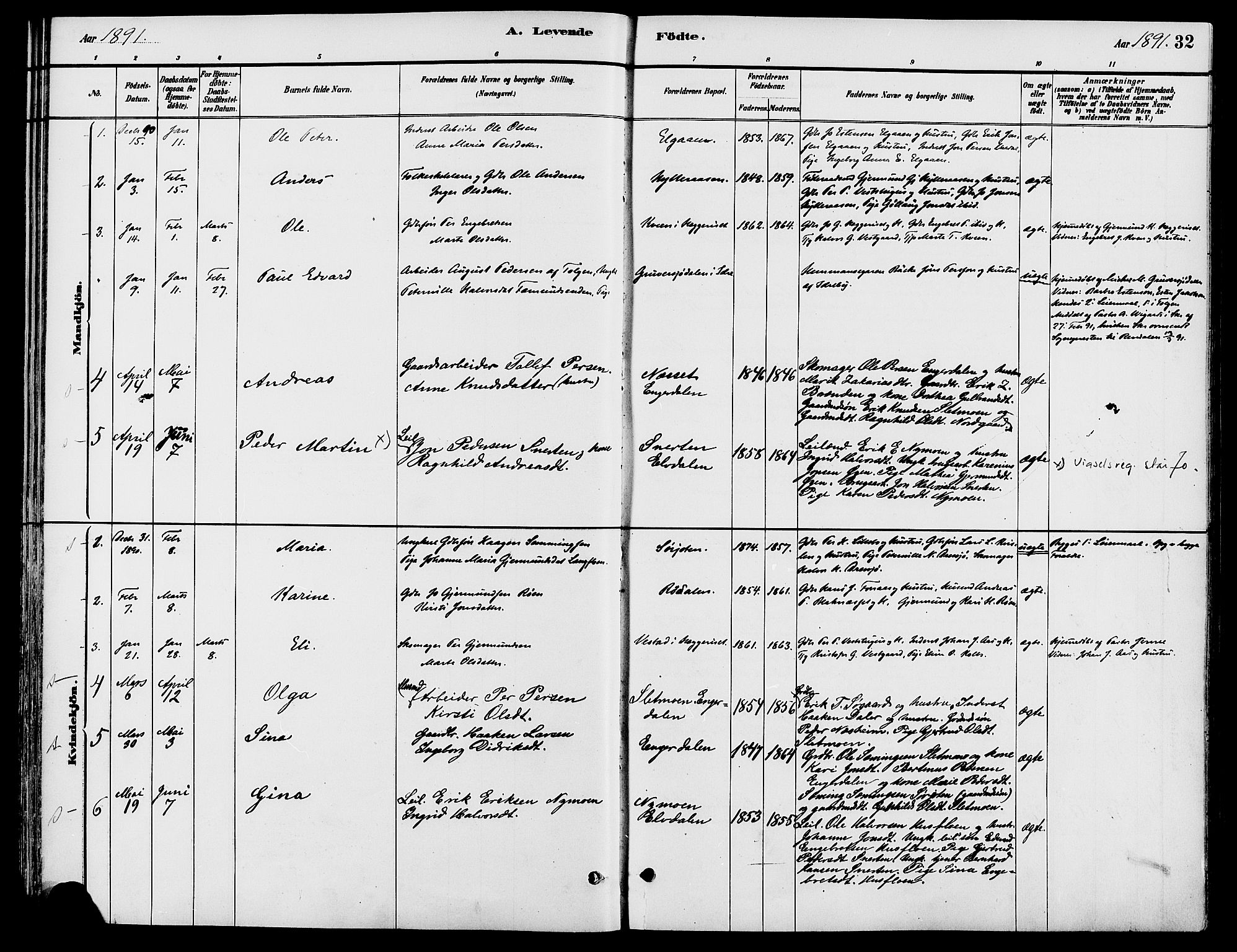 Engerdal prestekontor, AV/SAH-PREST-048/H/Ha/Haa/L0001: Ministerialbok nr. 1, 1881-1898, s. 32