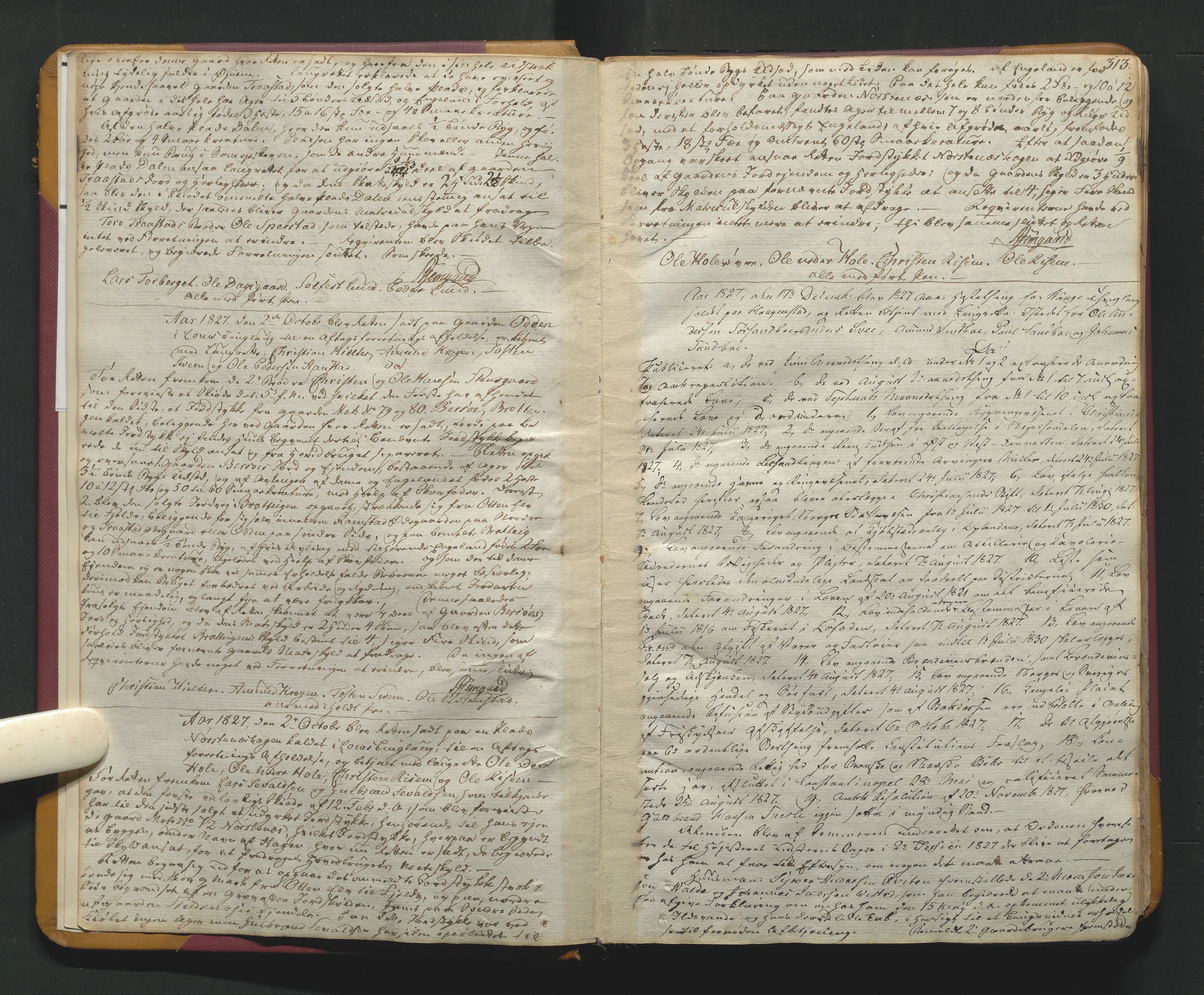 Nord-Gudbrandsdal tingrett, AV/SAH-TING-002/G/Gb/L0017b: Tingbok, 1827-1834, s. 312b-313a
