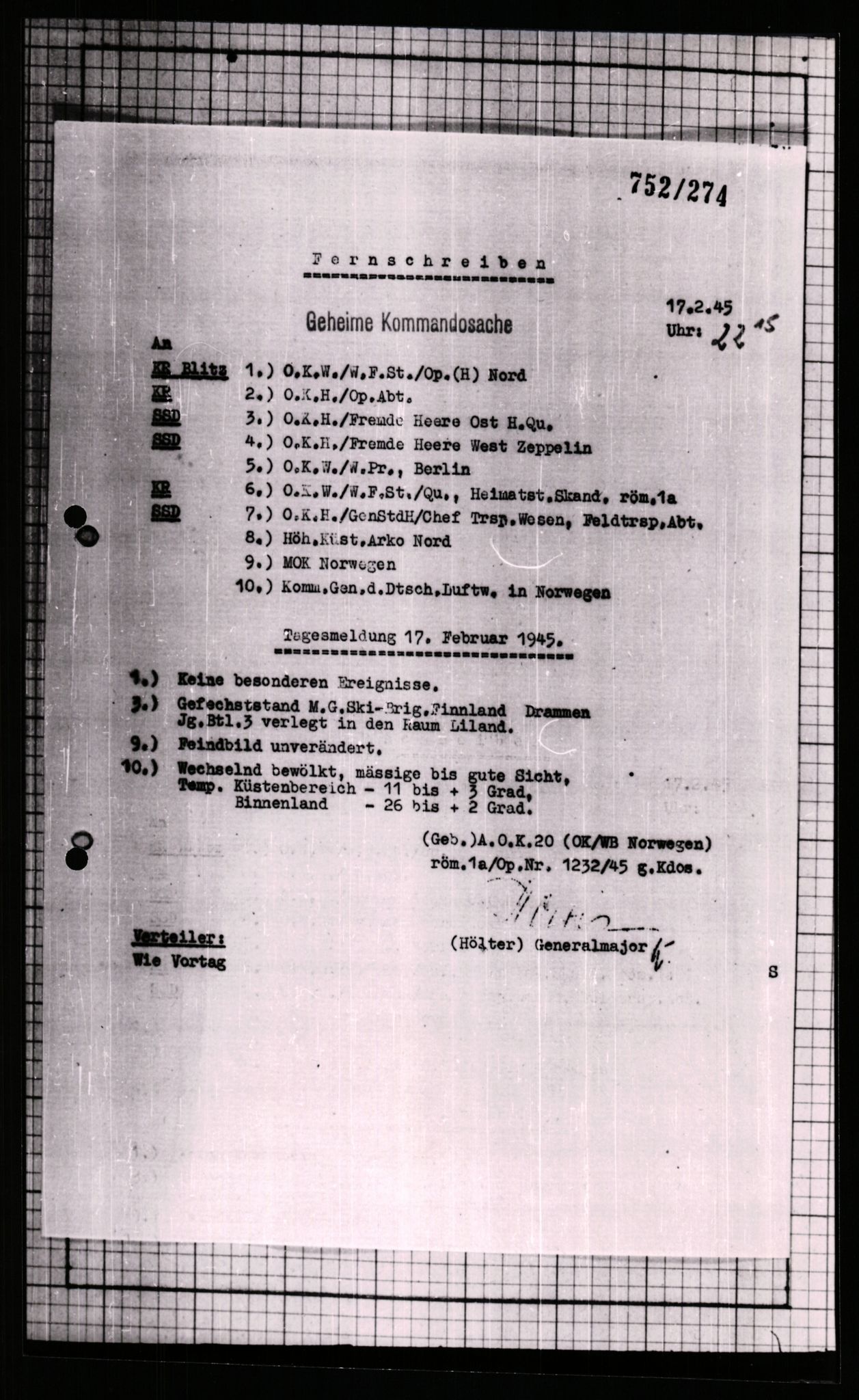 Forsvarets Overkommando. 2 kontor. Arkiv 11.4. Spredte tyske arkivsaker, AV/RA-RAFA-7031/D/Dar/Dara/L0007: Krigsdagbøker for 20. Gebirgs-Armee-Oberkommando (AOK 20), 1945, s. 449