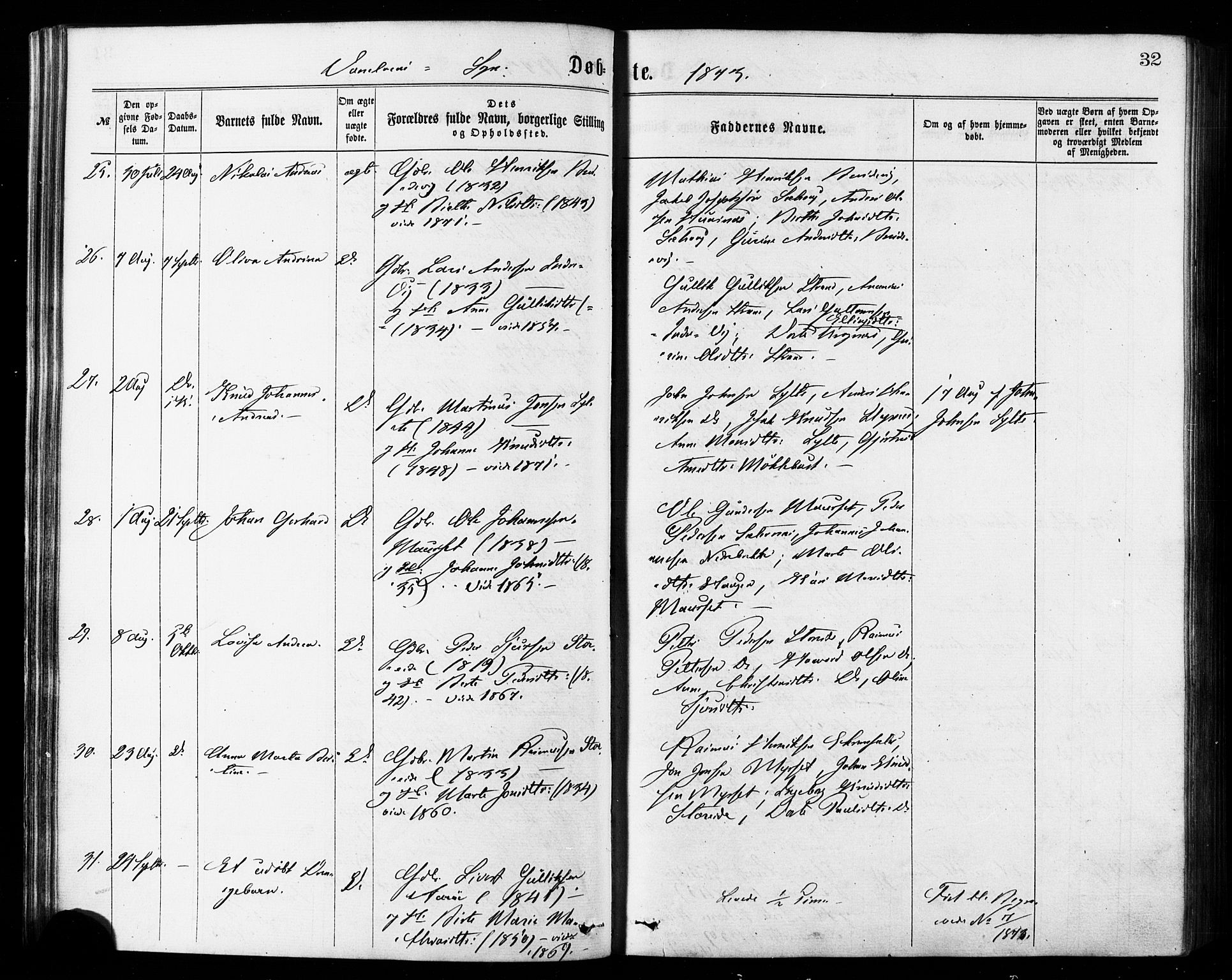 Ministerialprotokoller, klokkerbøker og fødselsregistre - Møre og Romsdal, AV/SAT-A-1454/501/L0007: Ministerialbok nr. 501A07, 1868-1884, s. 32