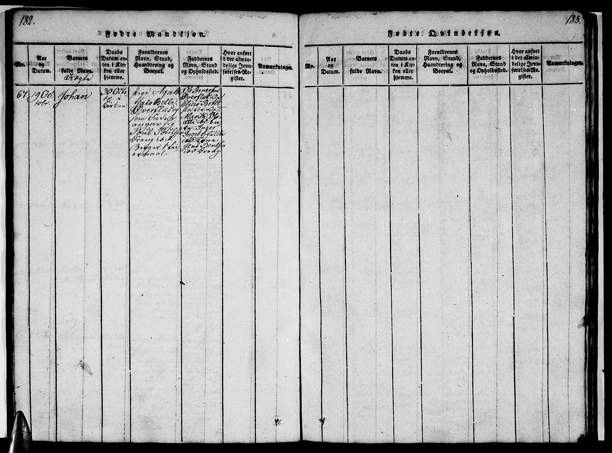 Ministerialprotokoller, klokkerbøker og fødselsregistre - Nordland, AV/SAT-A-1459/820/L0299: Klokkerbok nr. 820C01, 1820-1825, s. 182-183