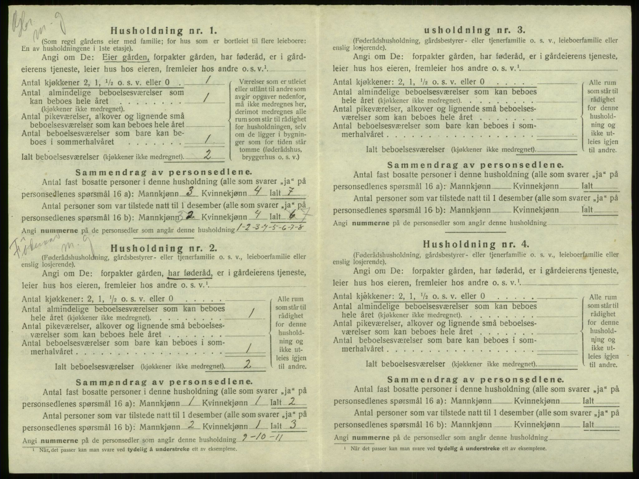 SAB, Folketelling 1920 for 1250 Haus herred, 1920, s. 121