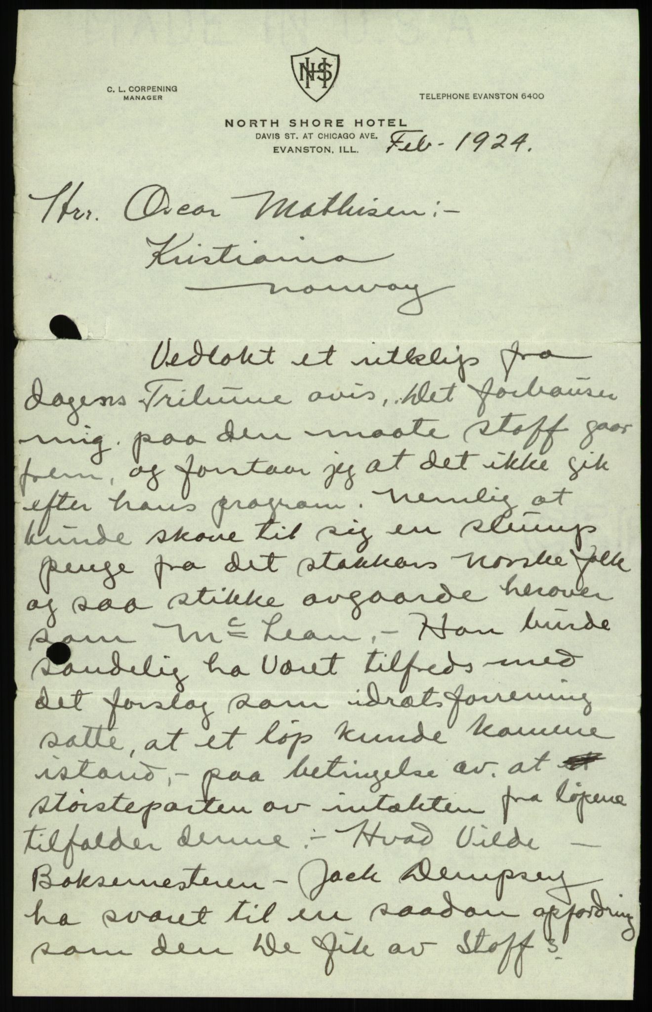 Mathisen, Oscar Wilhelm, AV/RA-PA-1912/Fa/L0001: Inngående korrespondanse, 1916-1954, s. 43