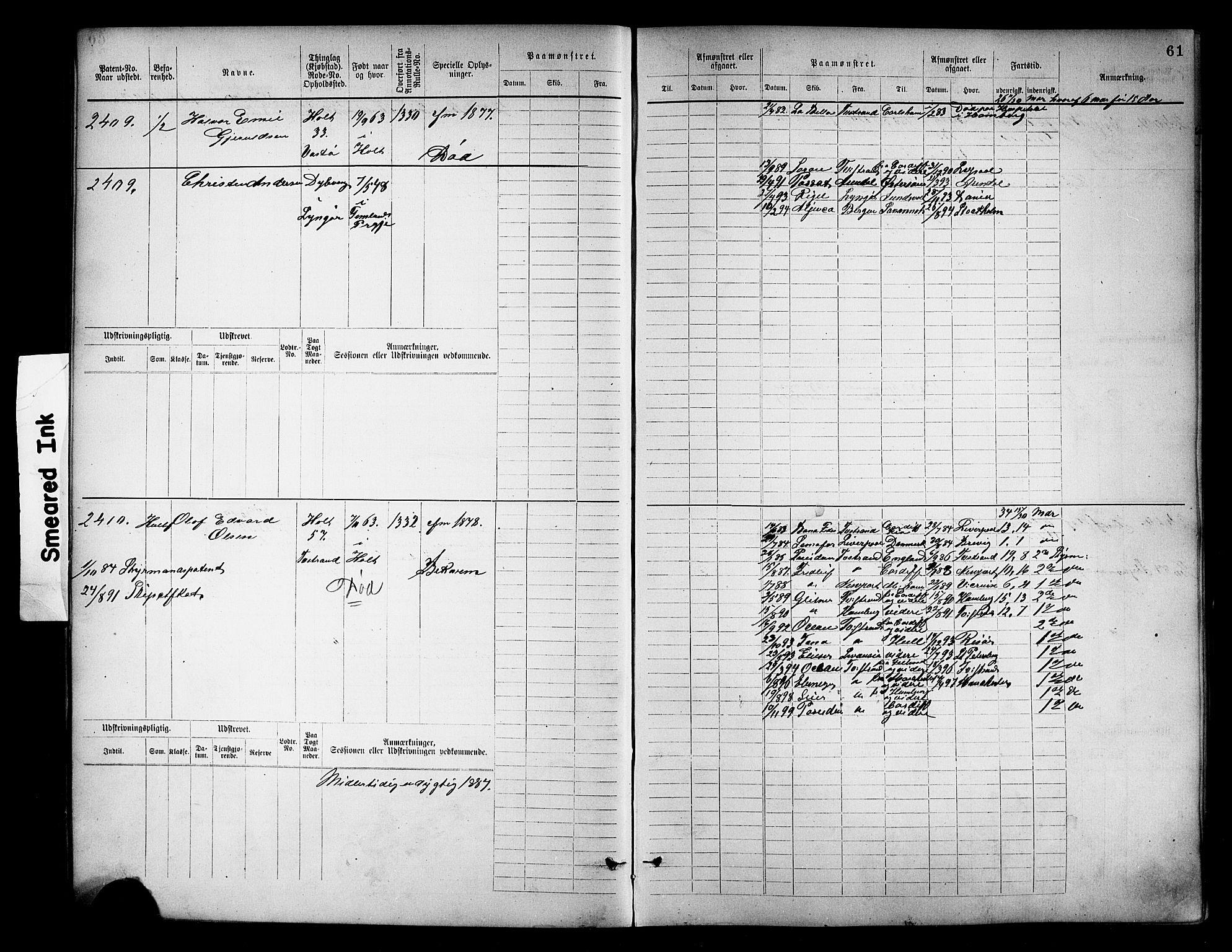 Tvedestrand mønstringskrets, SAK/2031-0011/F/Fb/L0018: Hovedrulle nr 2289-3056, U-34, 1882-1892, s. 65