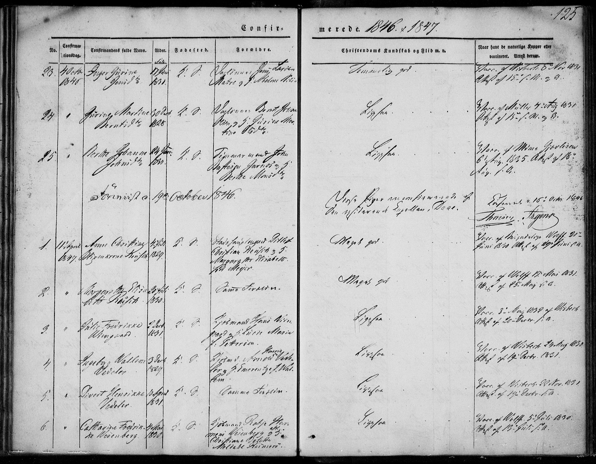 Korskirken sokneprestembete, SAB/A-76101/H/Haa/L0026: Ministerialbok nr. C 2, 1842-1854, s. 125