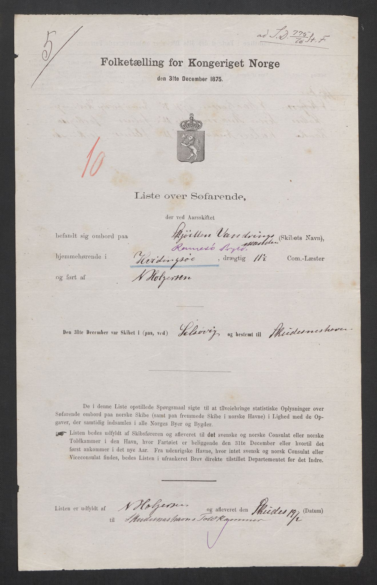 RA, Folketelling 1875, skipslister: Skip i innenrikske havner, hjemmehørende i 1) landdistrikter, 2) forskjellige steder, 3) utlandet, 1875, s. 102