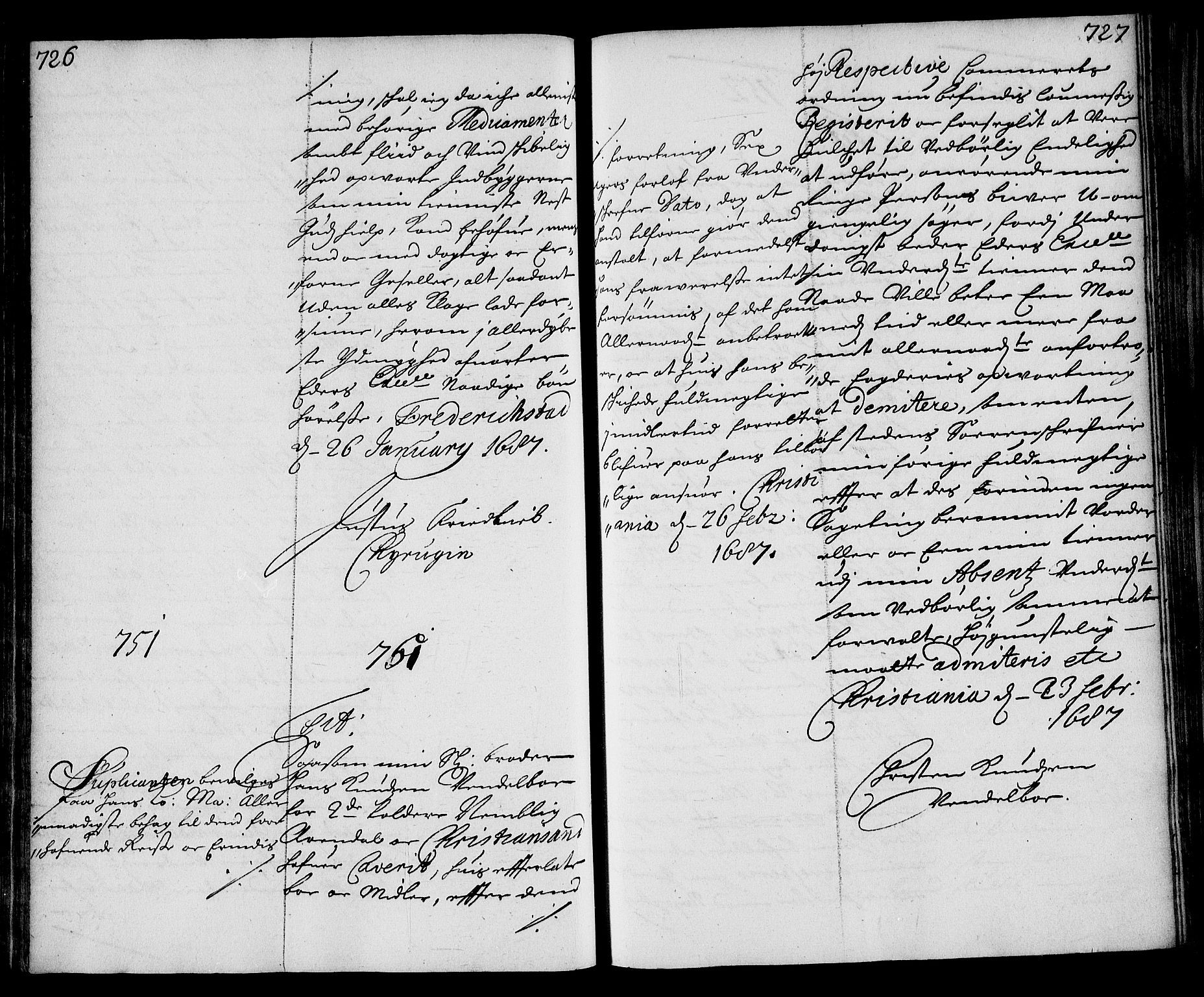 Stattholderembetet 1572-1771, AV/RA-EA-2870/Ae/L0003: Supplikasjons- og resolusjonsprotokoll, 1686-1687, s. 726-727