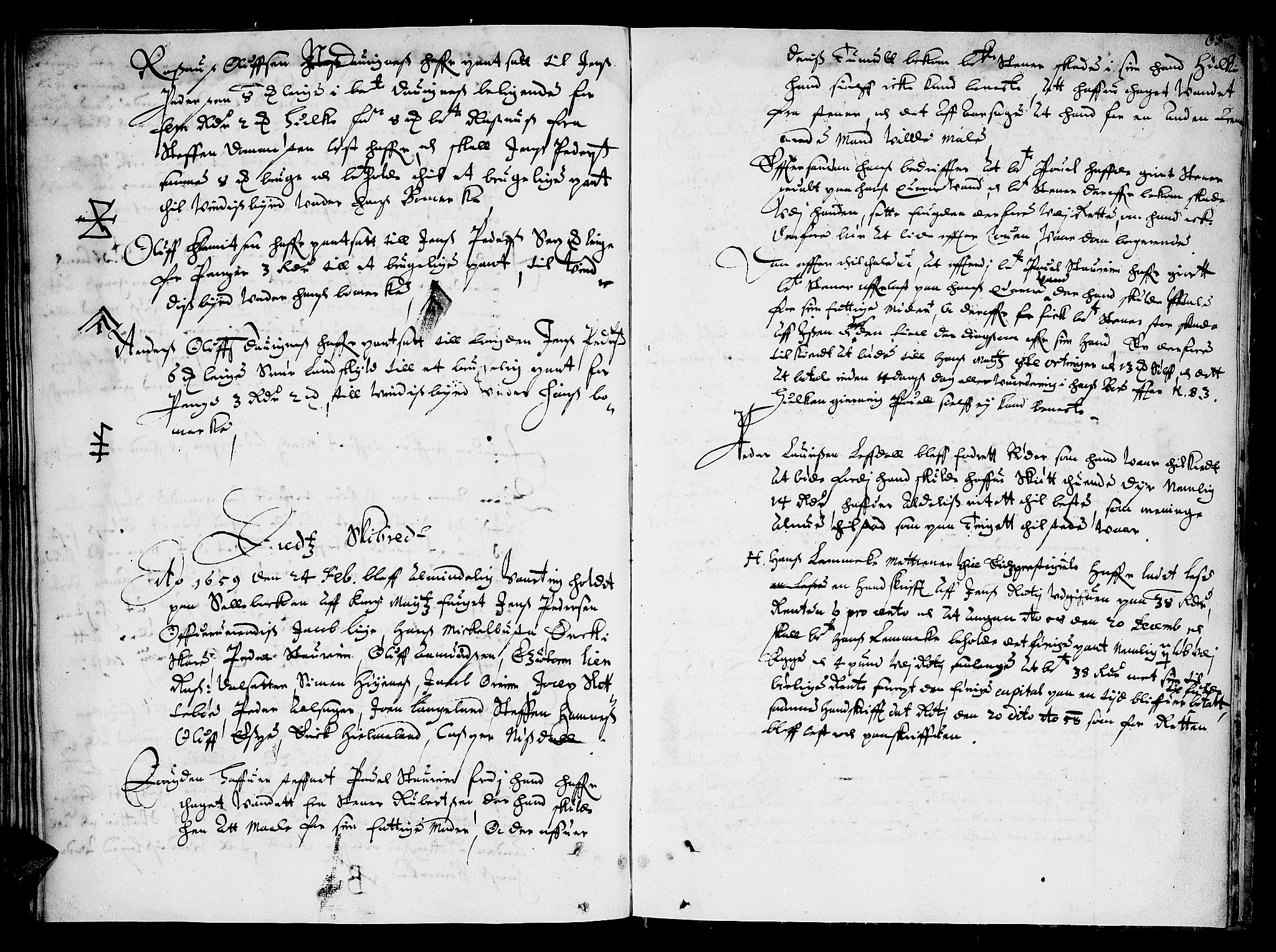 Nordfjord sorenskriveri, SAB/A-2801/01/01a/L0006: Tingbøker (Justisprotokoller), 1657-1659, s. 64b-65a