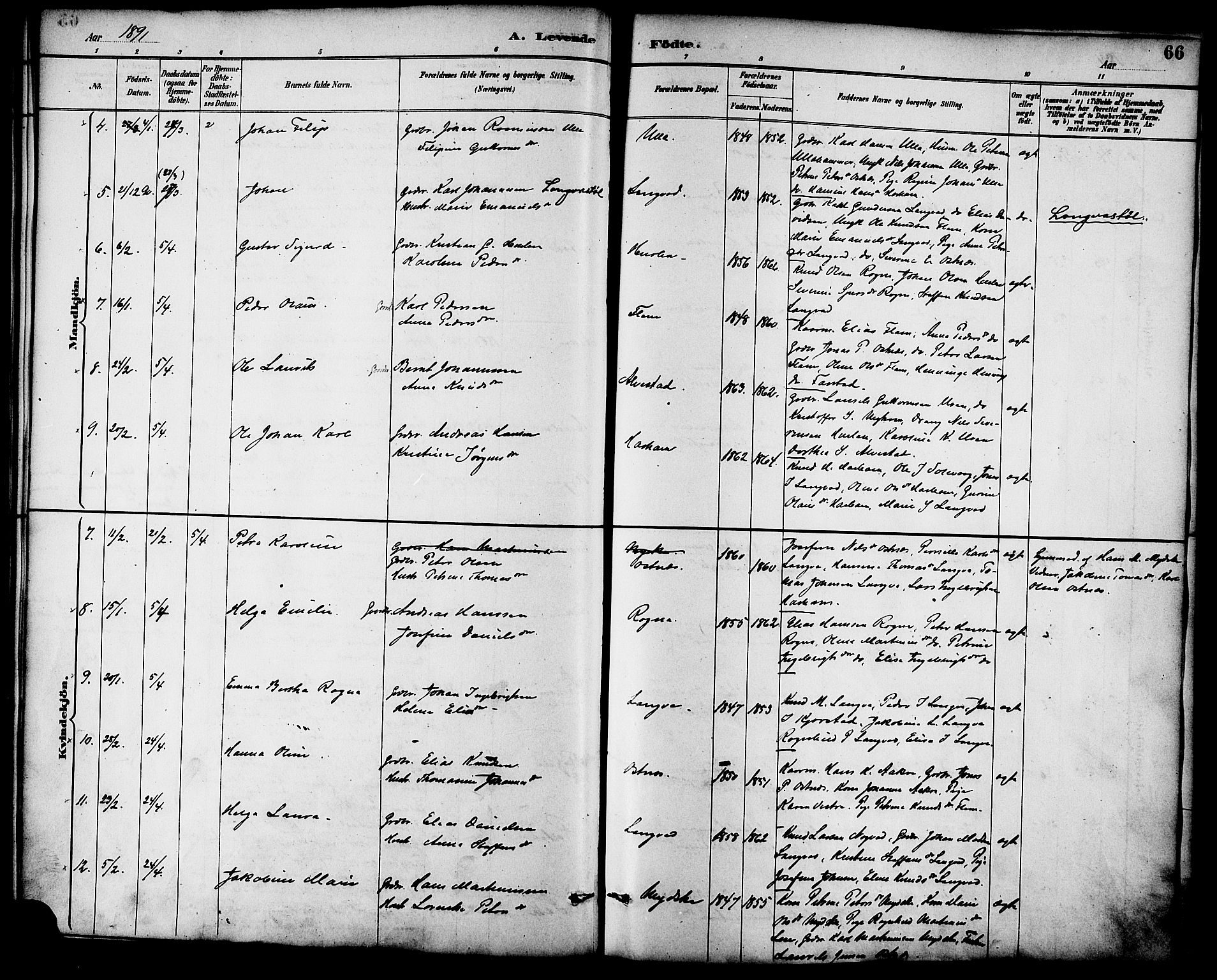 Ministerialprotokoller, klokkerbøker og fødselsregistre - Møre og Romsdal, AV/SAT-A-1454/536/L0501: Ministerialbok nr. 536A10, 1884-1896, s. 66